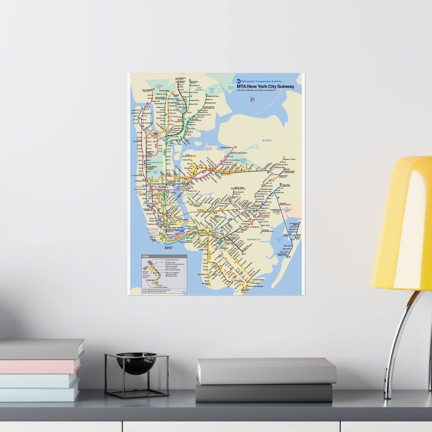 MTA NYC Subway Map Poster December 2001 (3 Months After 9/11)