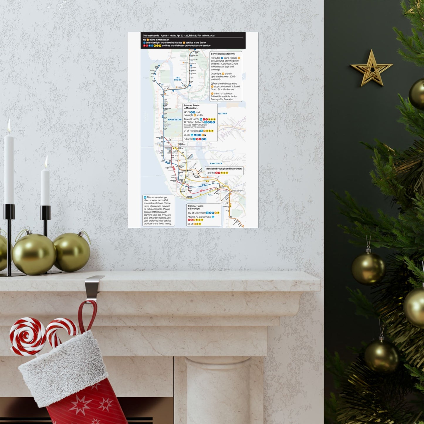 NYC Subway Planned Service Change April 2021 City Map Travel Poster