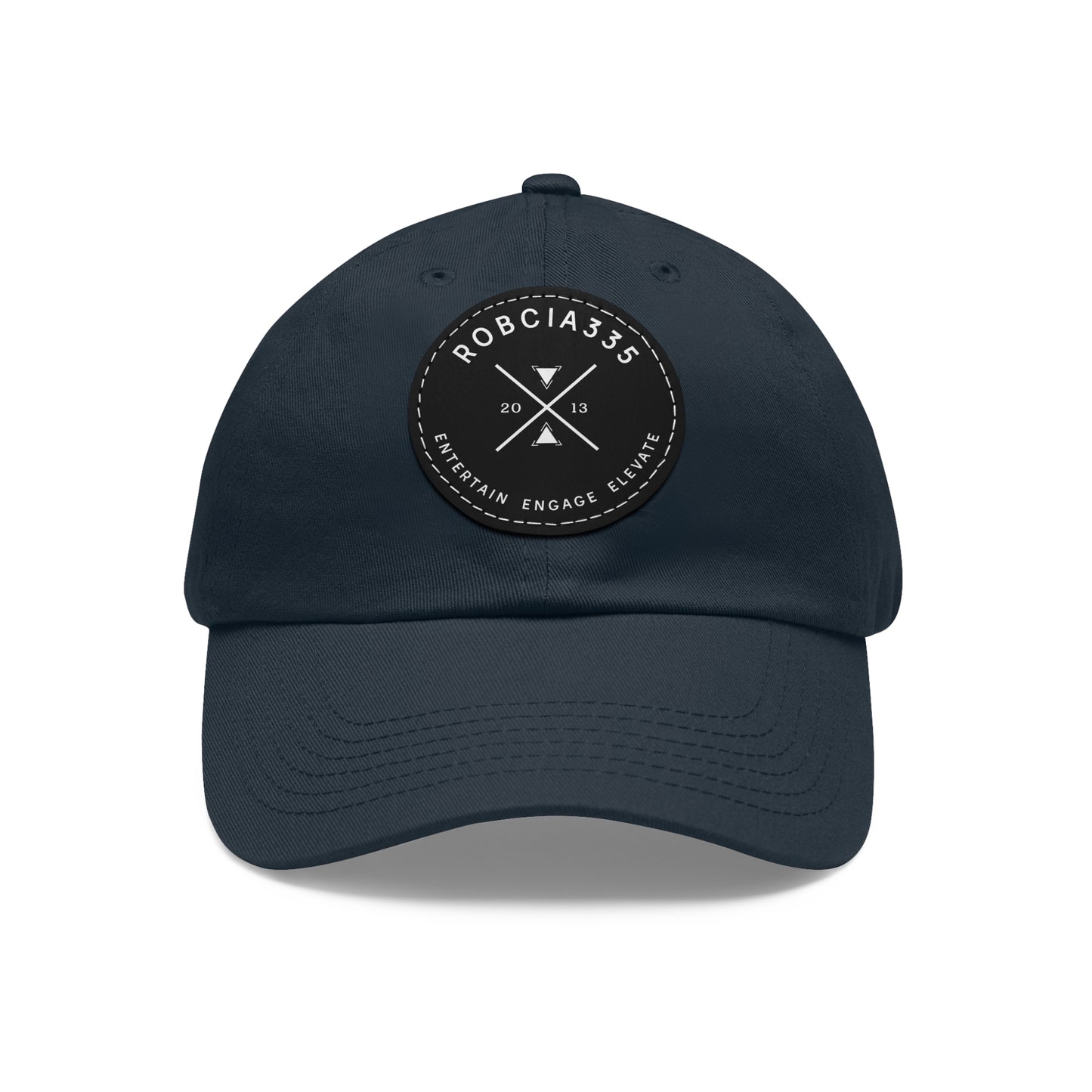 "Robcia335 Est. 2013" Dad Hat with Leather Patch (Round)