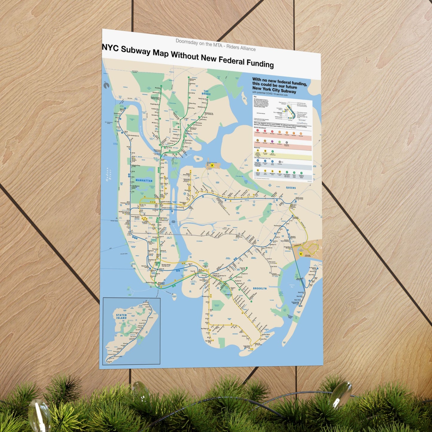 MTA NYC Subway Map 2020 (Without Federal Funding) Poster