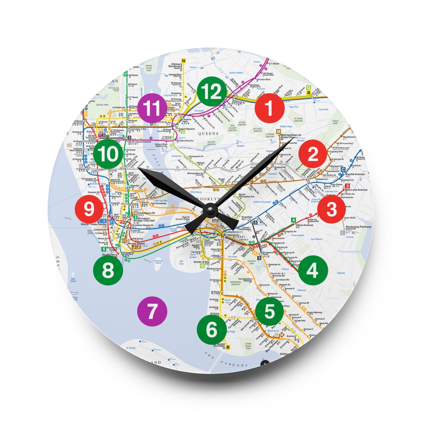 Acrylic (IRT Subway/With Map) Wall Clock