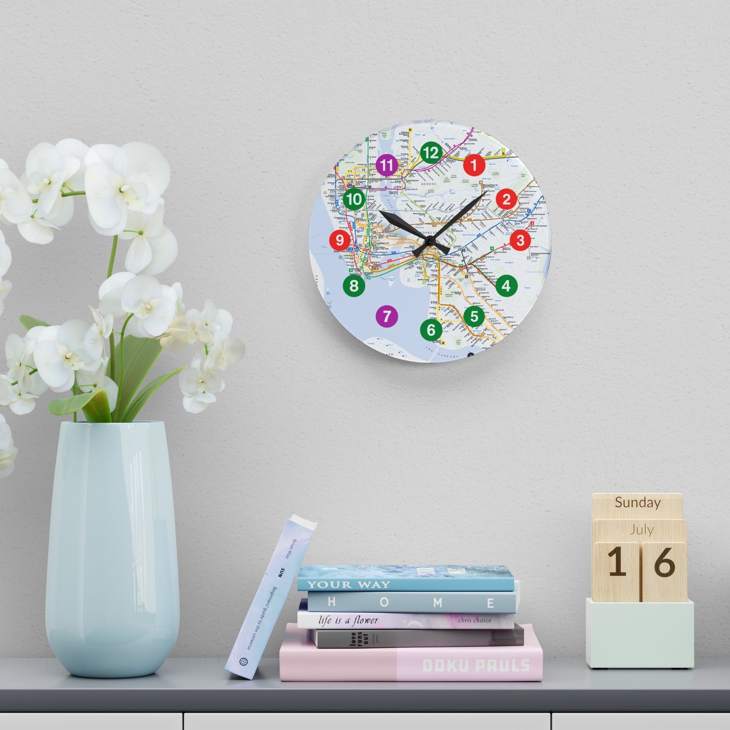 Acrylic (IRT Subway/With Map) Wall Clock
