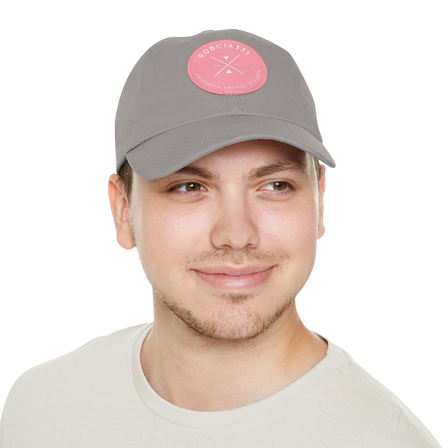 "Robcia335 Est. 2013" Dad Hat with Leather Patch (Round)
