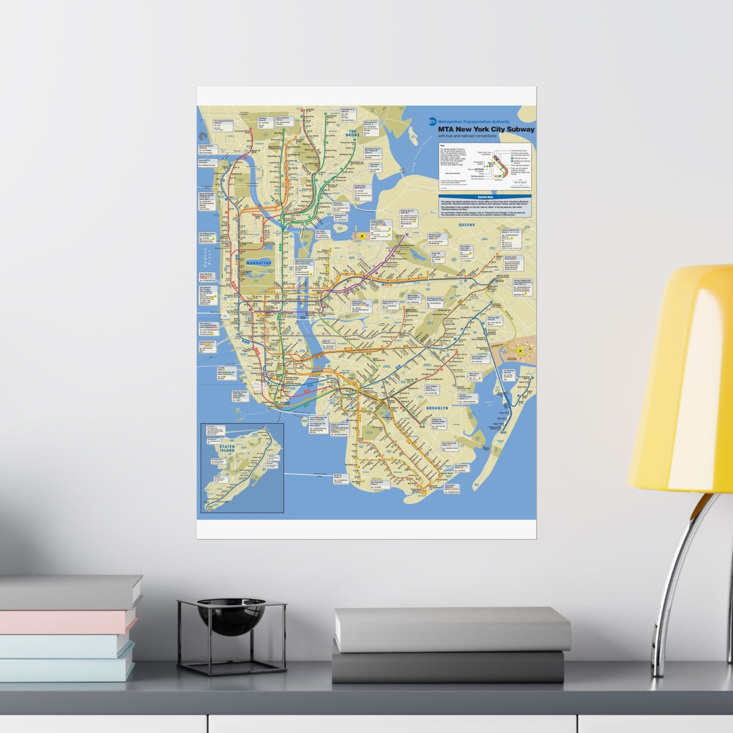 NYC Subway Map June 2010 Wall Art, Matte Vertical Posters, Urban Decor, City Gift