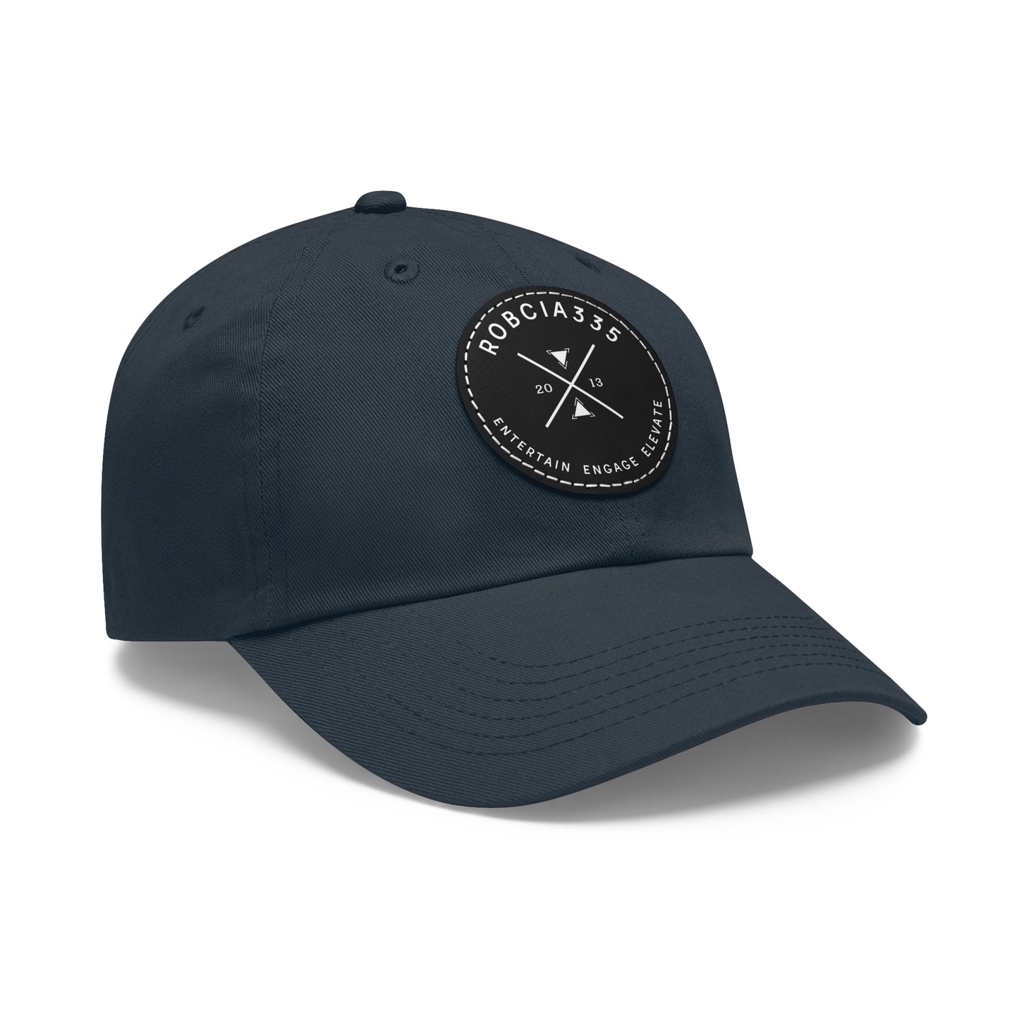 "Robcia335 Est. 2013" Dad Hat with Leather Patch (Round)