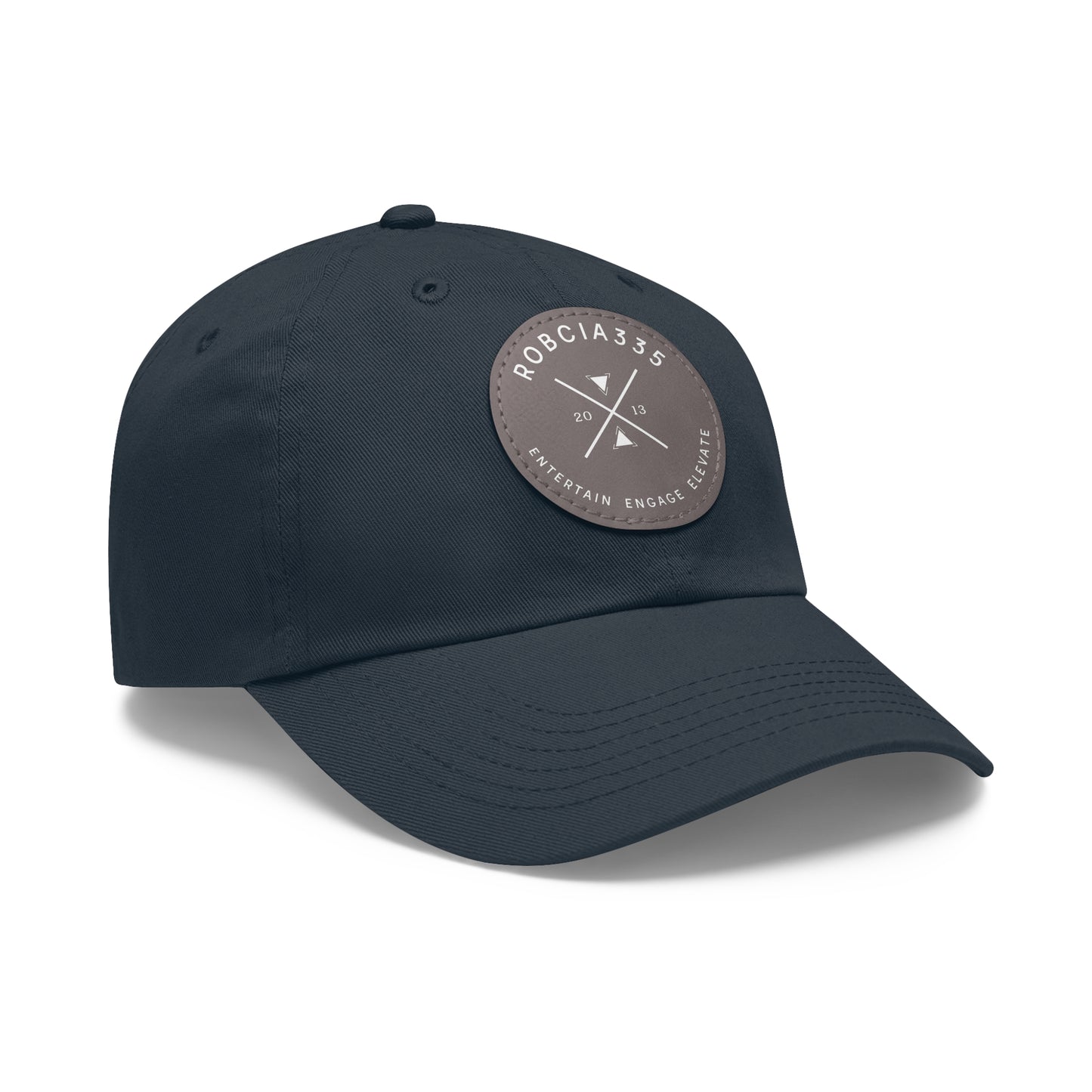 "Robcia335 Est. 2013" Dad Hat with Leather Patch (Round)