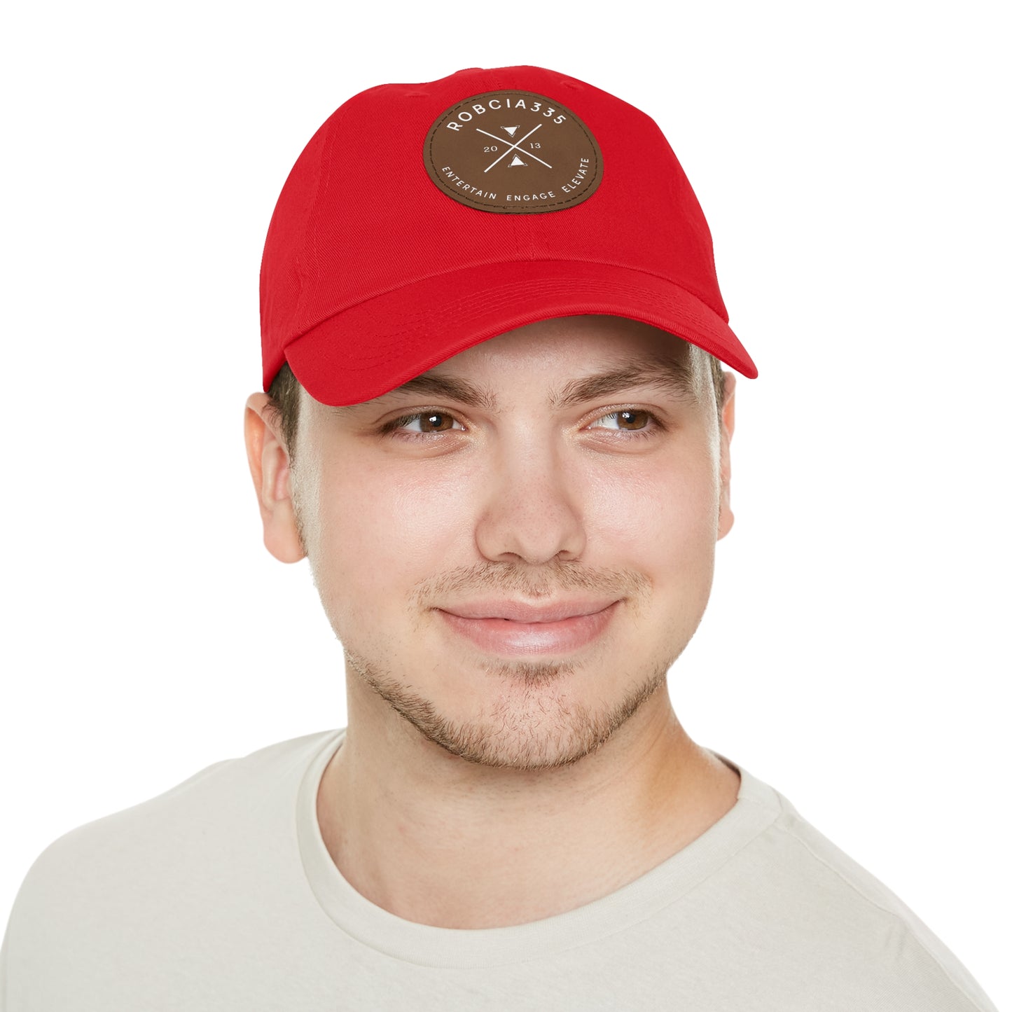 "Robcia335 Est. 2013" Dad Hat with Leather Patch (Round)