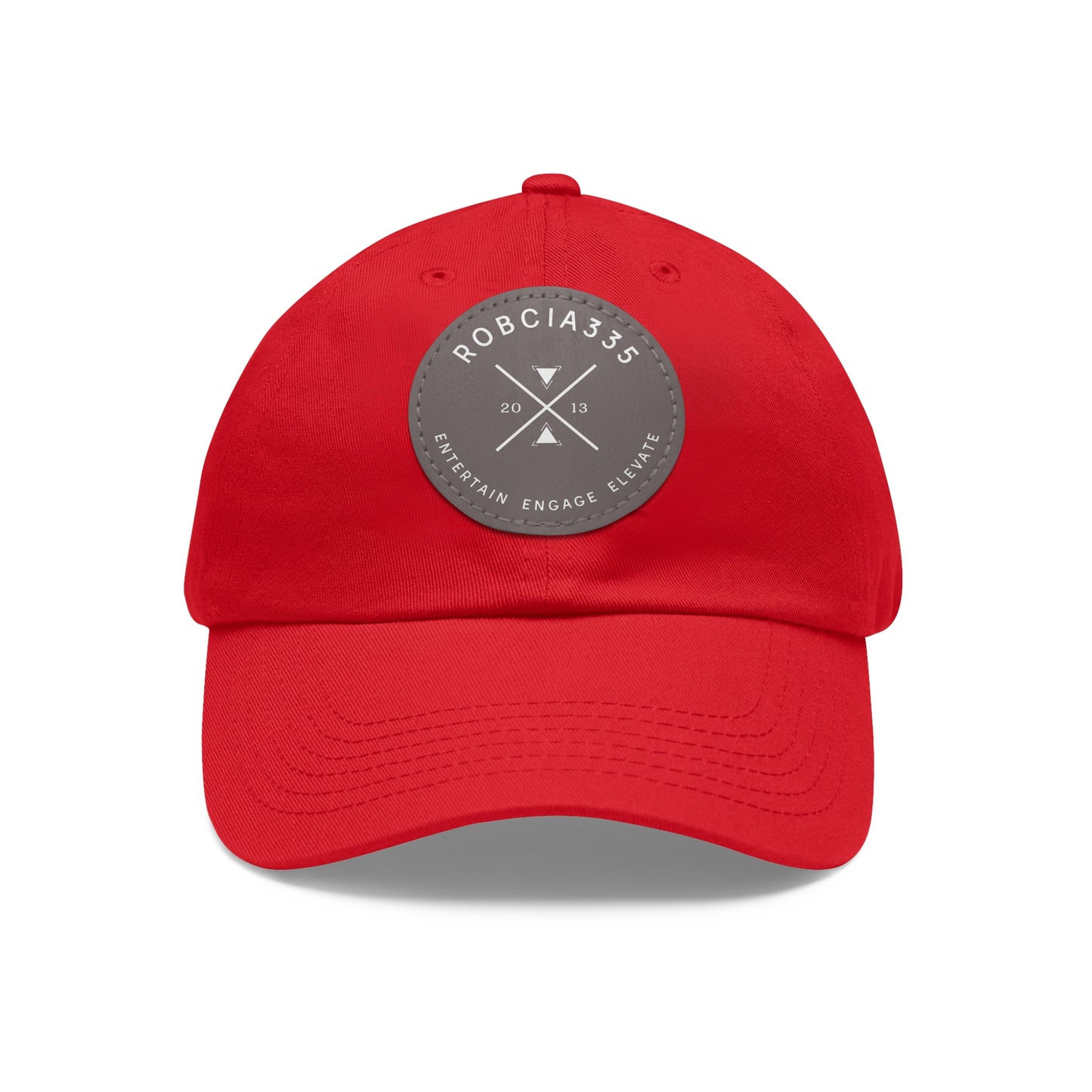 "Robcia335 Est. 2013" Dad Hat with Leather Patch (Round)