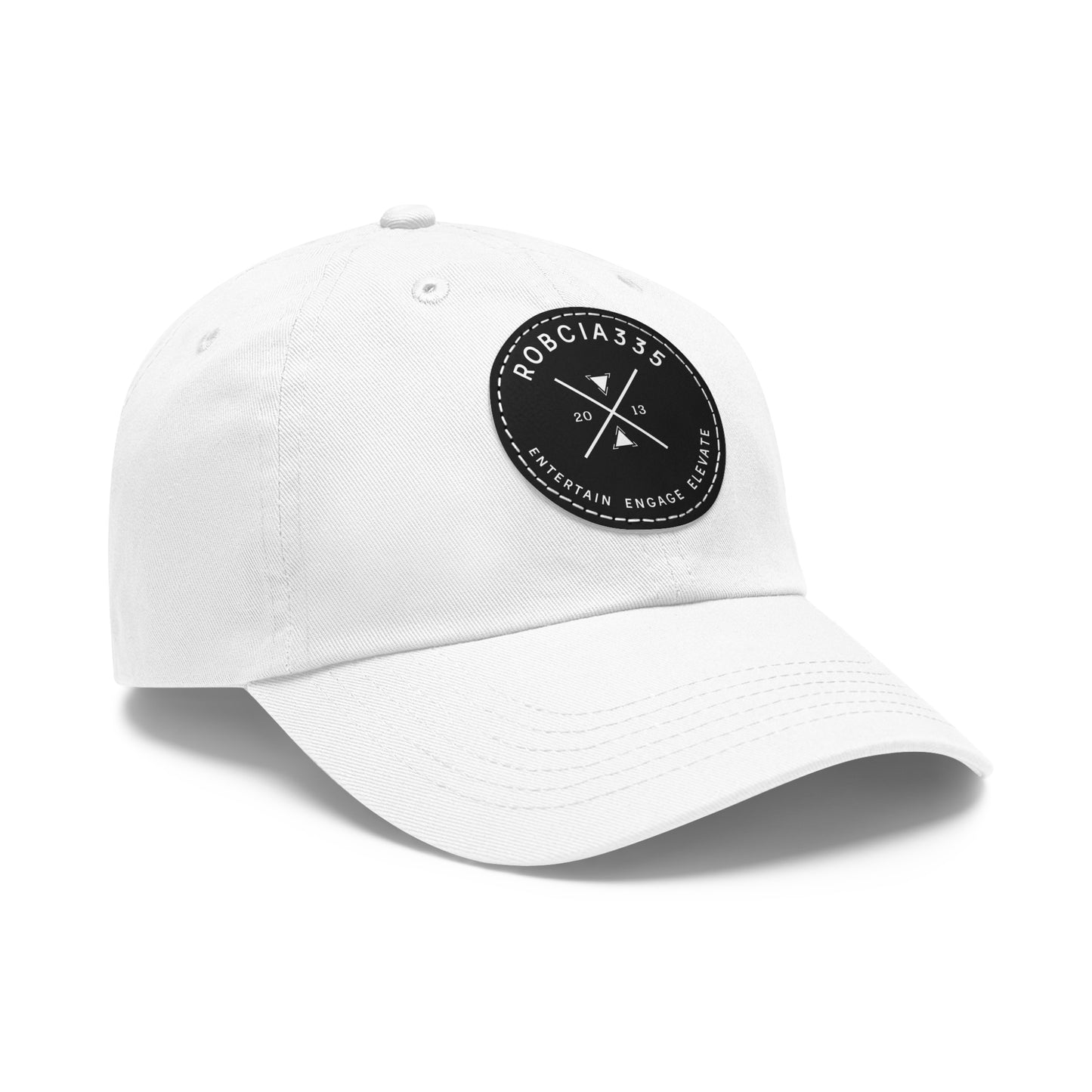 "Robcia335 Est. 2013" Dad Hat with Leather Patch (Round)