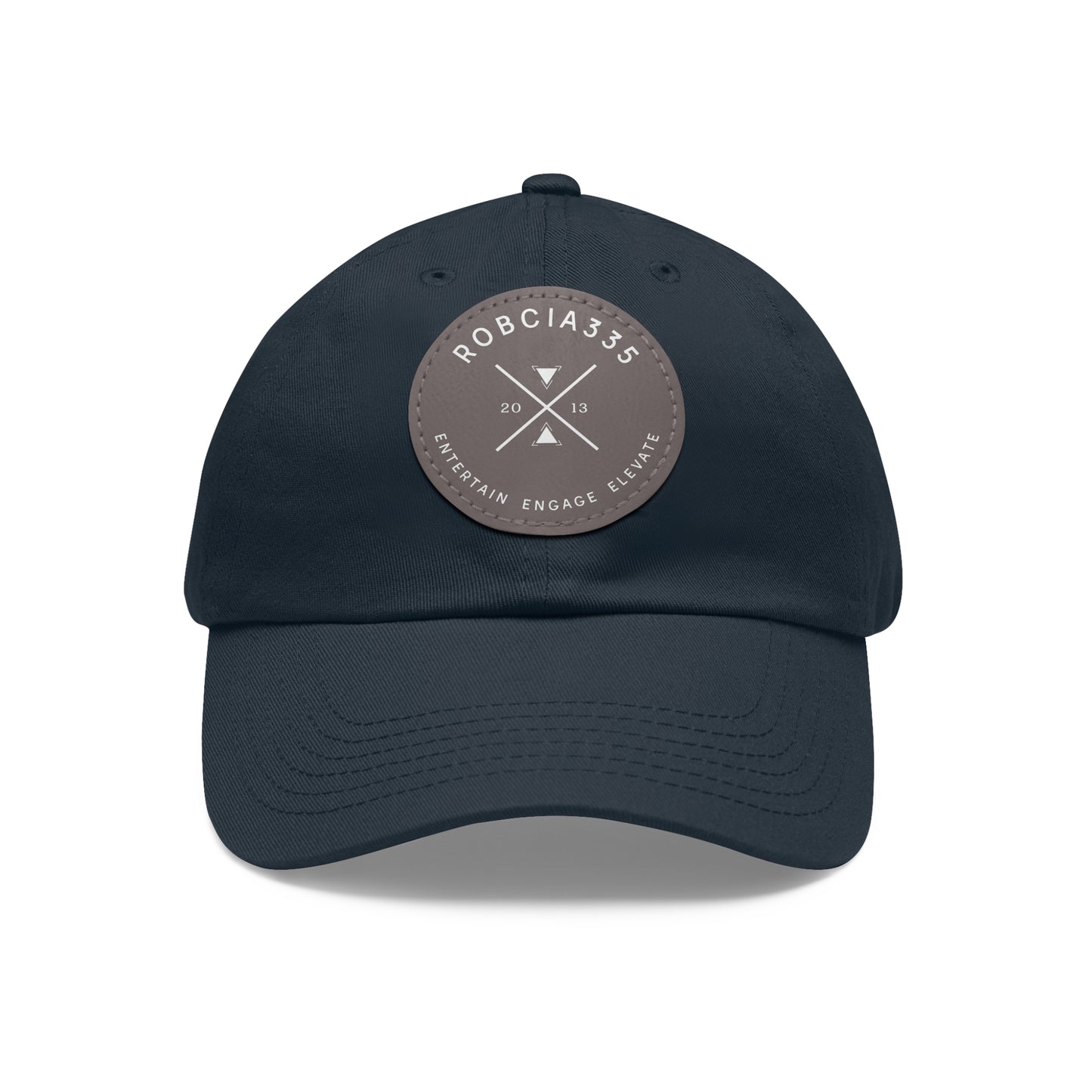 "Robcia335 Est. 2013" Dad Hat with Leather Patch (Round)
