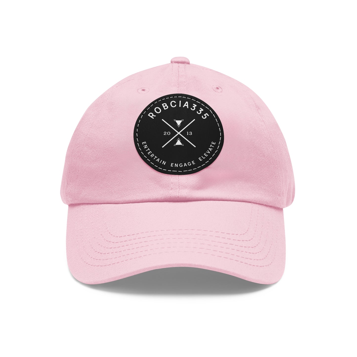 "Robcia335 Est. 2013" Dad Hat with Leather Patch (Round)