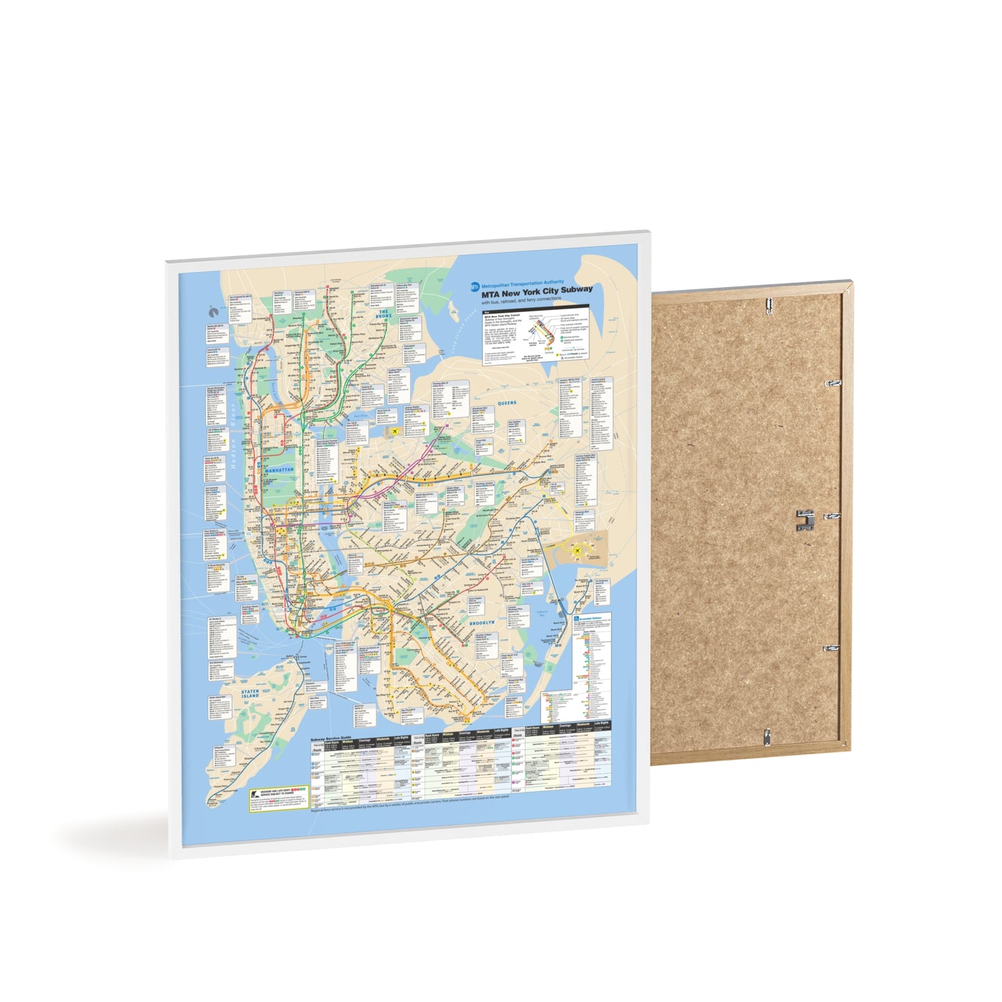 MTA NYC Subway Map April 2007 Poster with Wooden Frame - Wall Art, Home Decor