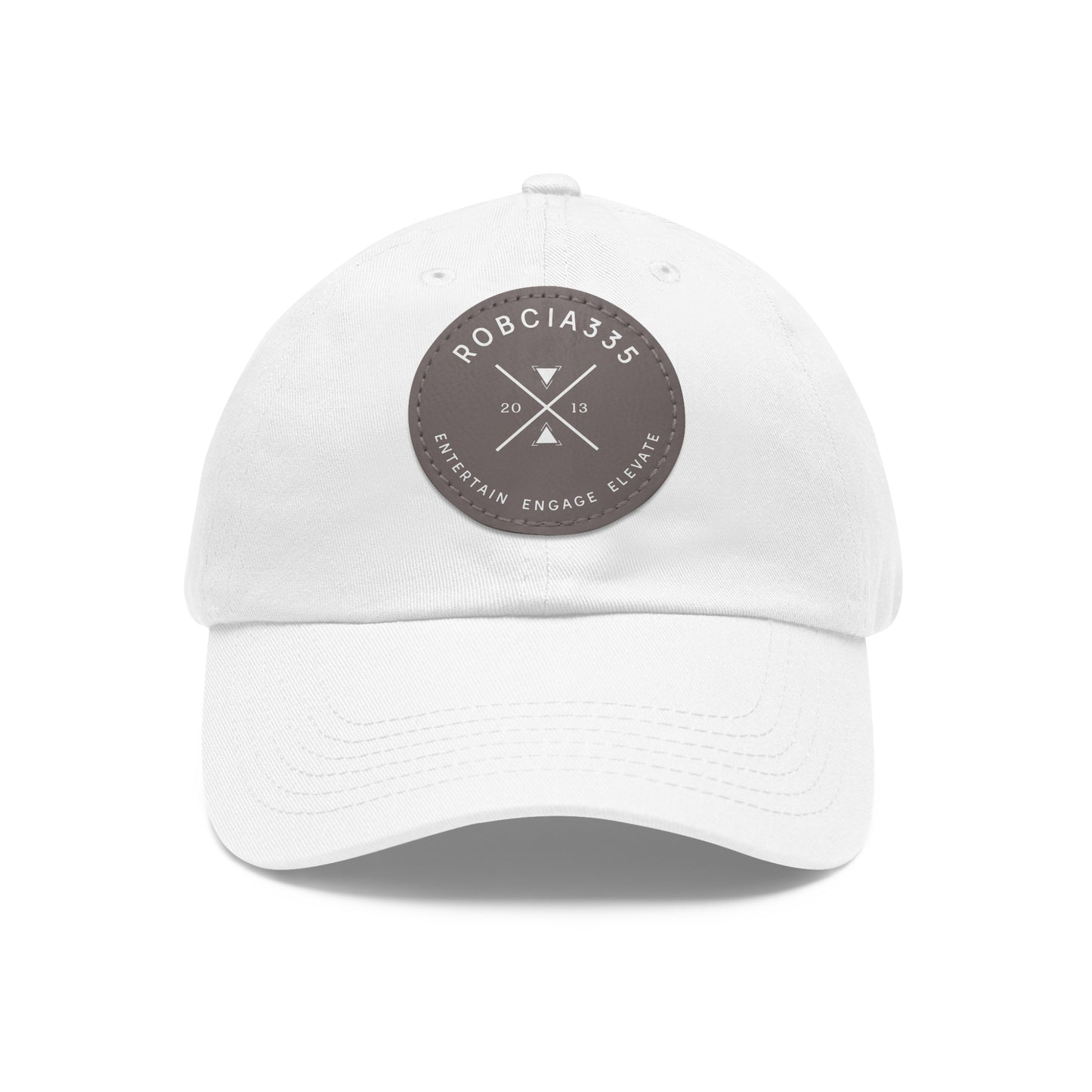 "Robcia335 Est. 2013" Dad Hat with Leather Patch (Round)