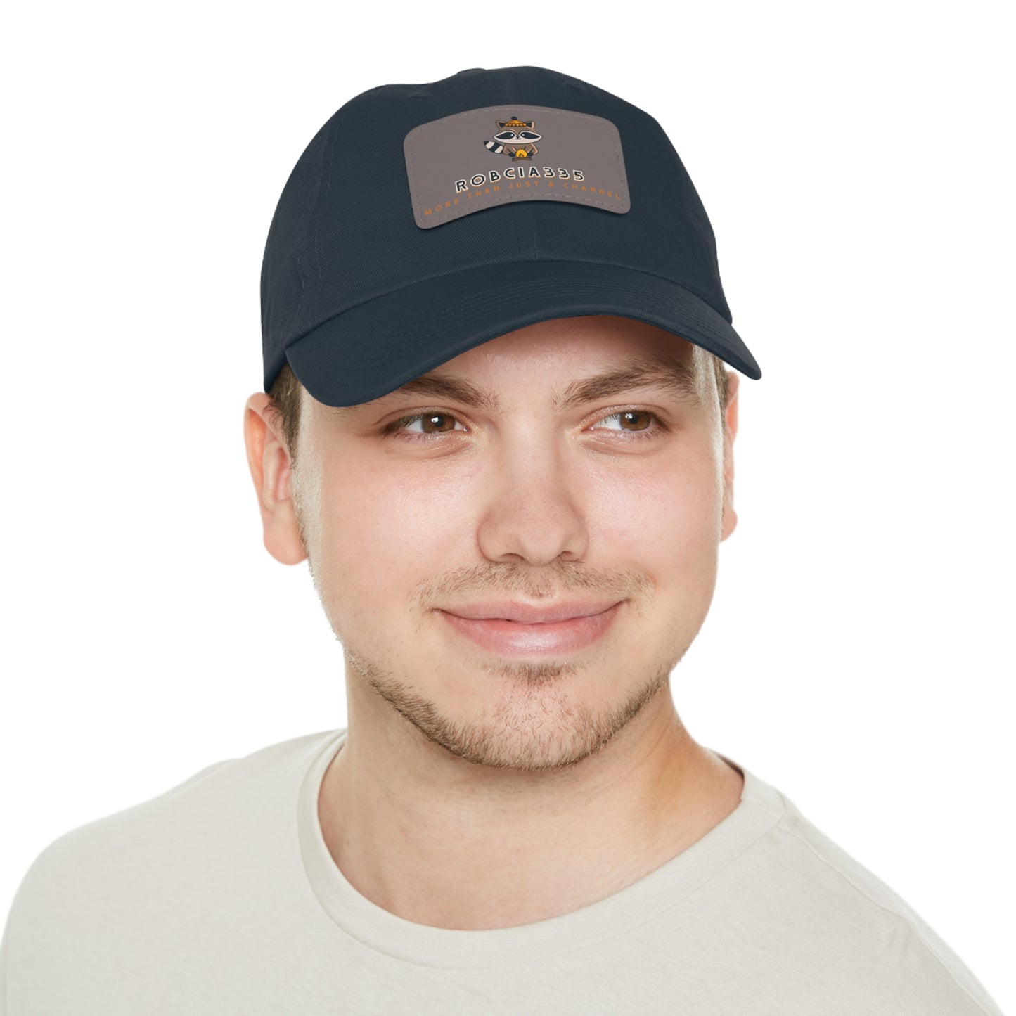 Robcia335 "Racoon" Dad Hat with Leather Patch (Rectangle)