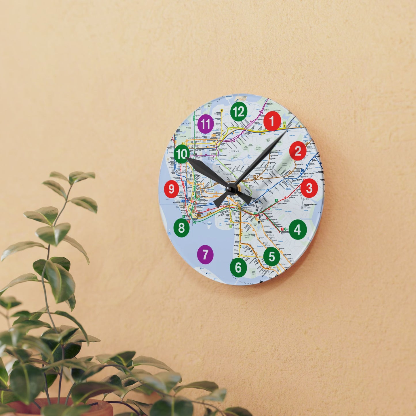 Acrylic (IRT Subway/With Map) Wall Clock