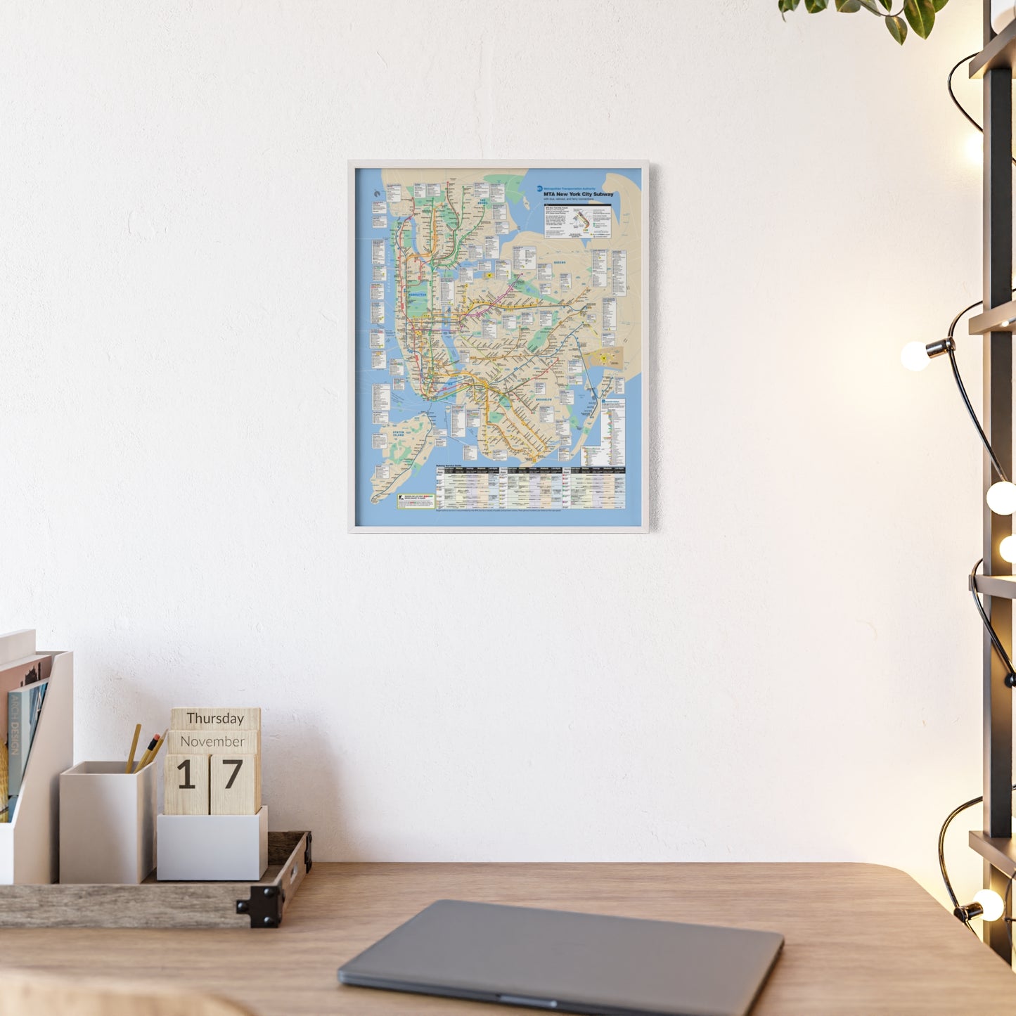 MTA NYC Subway Map April 2007 Poster with Wooden Frame - Wall Art, Home Decor