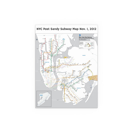 MTA NYC Subway Map (Post Hurricane Sandy) November 1, 2012 (Silk Poster)