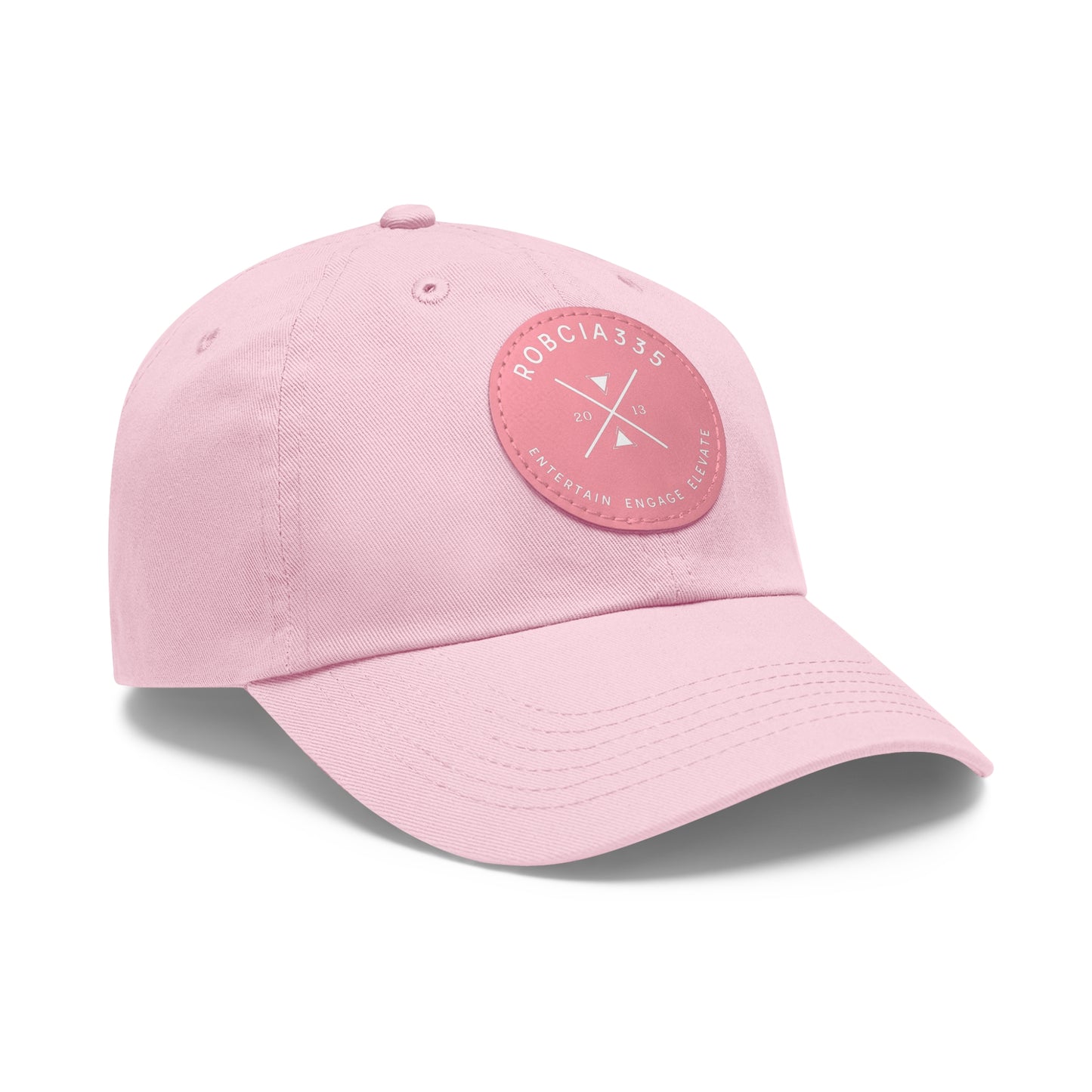 "Robcia335 Est. 2013" Dad Hat with Leather Patch (Round)