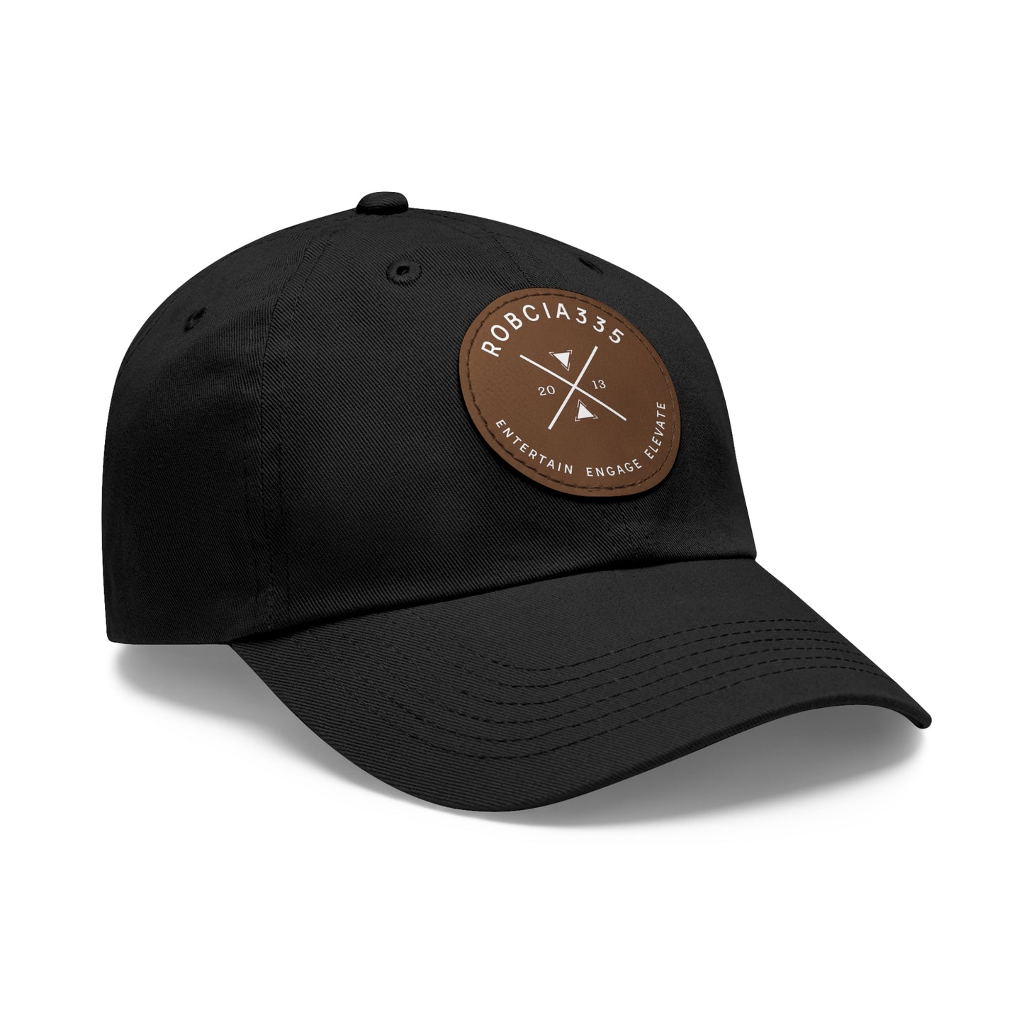 "Robcia335 Est. 2013" Dad Hat with Leather Patch (Round)