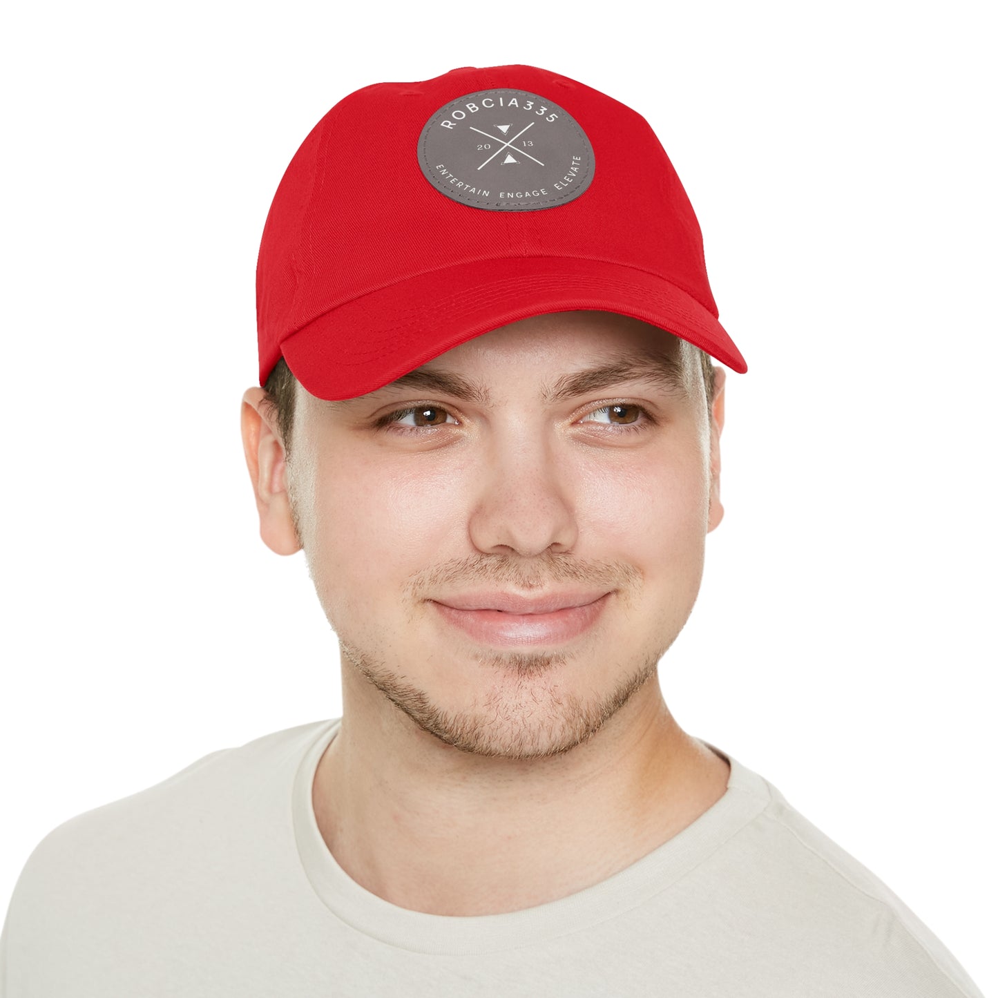 "Robcia335 Est. 2013" Dad Hat with Leather Patch (Round)