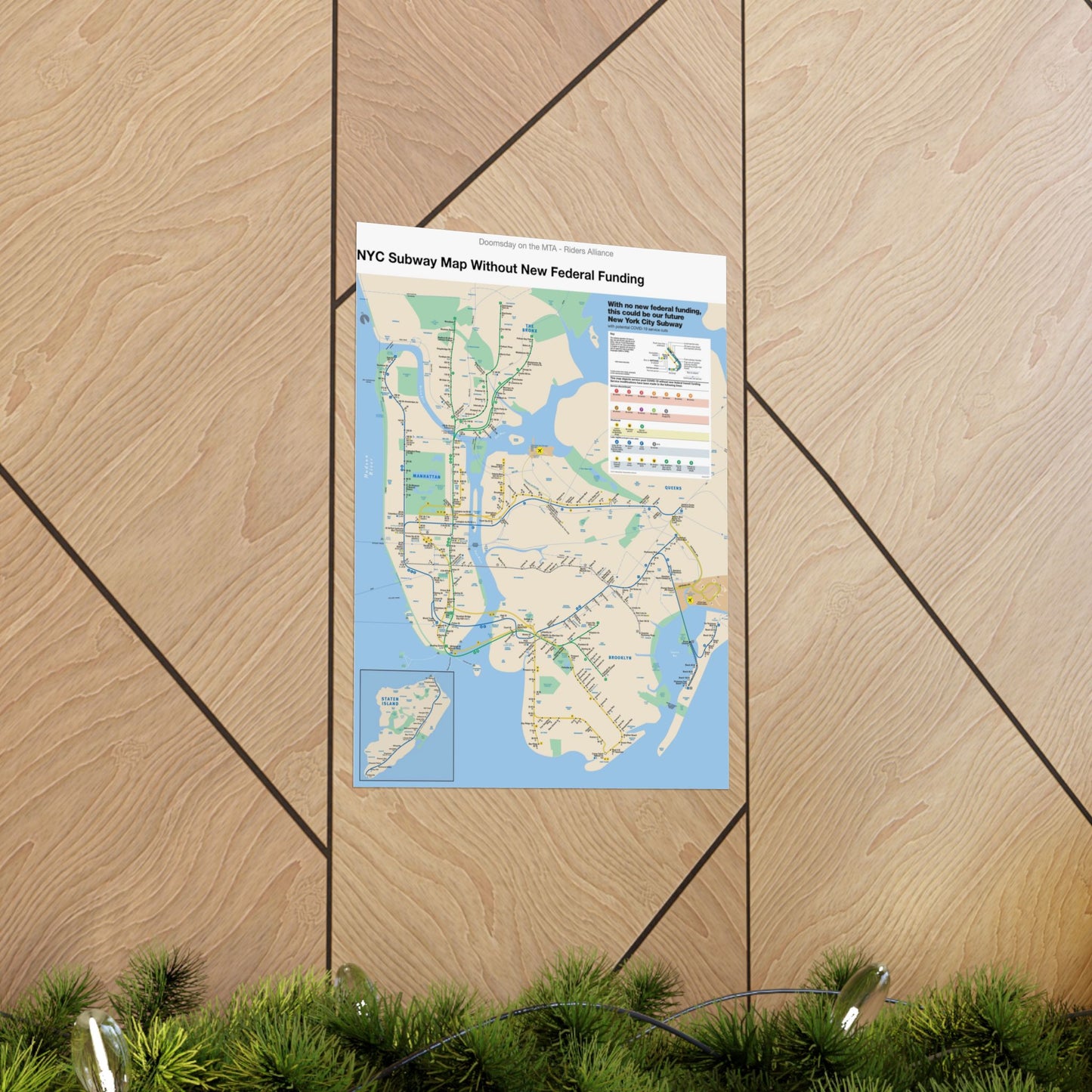 MTA NYC Subway Map 2020 (Without Federal Funding) Poster