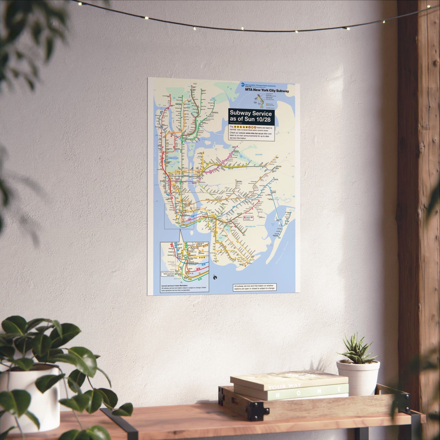 MTA NYC Subway Map Poster October 28, 2001 (1 Month After 9/11)