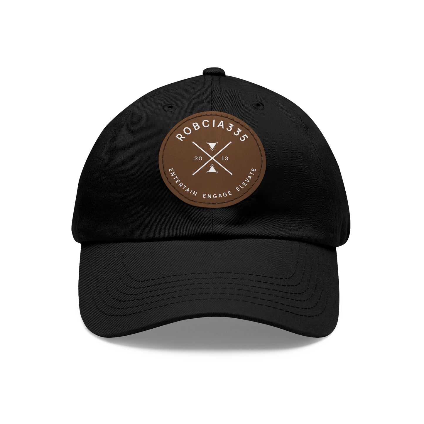 "Robcia335 Est. 2013" Dad Hat with Leather Patch (Round)