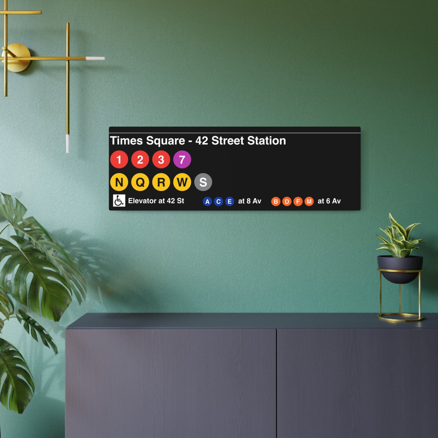 NYC Subway 2025 Times Square Station (Helvetica) Metal Art Replica Sign