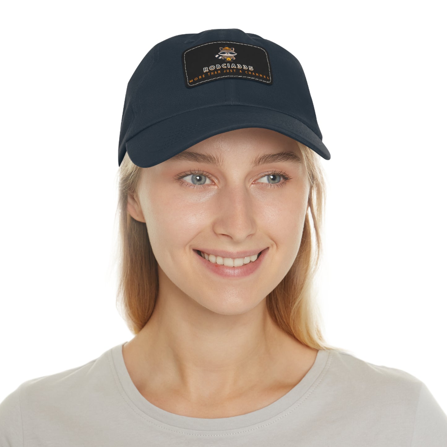 Robcia335 "Racoon" Dad Hat with Leather Patch (Rectangle)