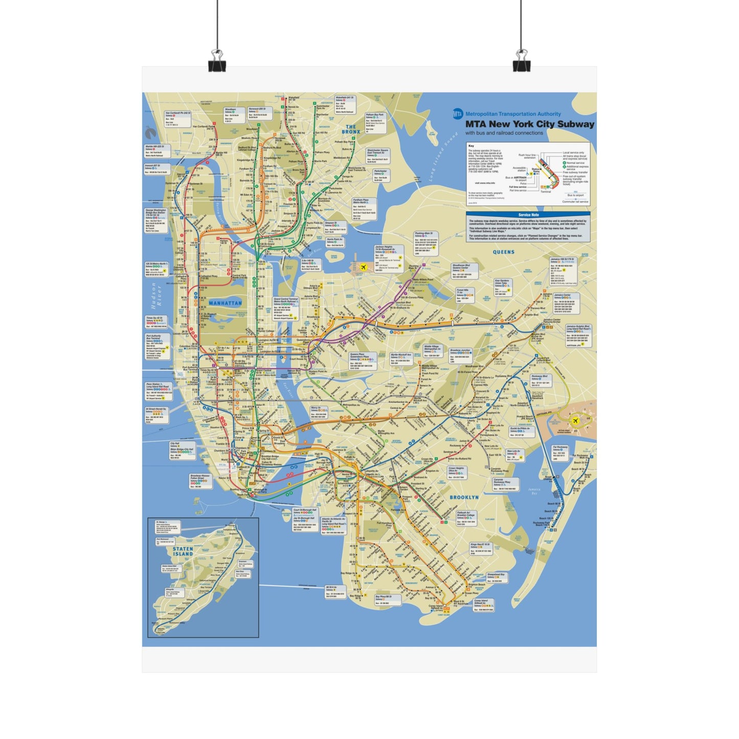 NYC Subway Map June 2010 Wall Art, Matte Vertical Posters, Urban Decor, City Gift