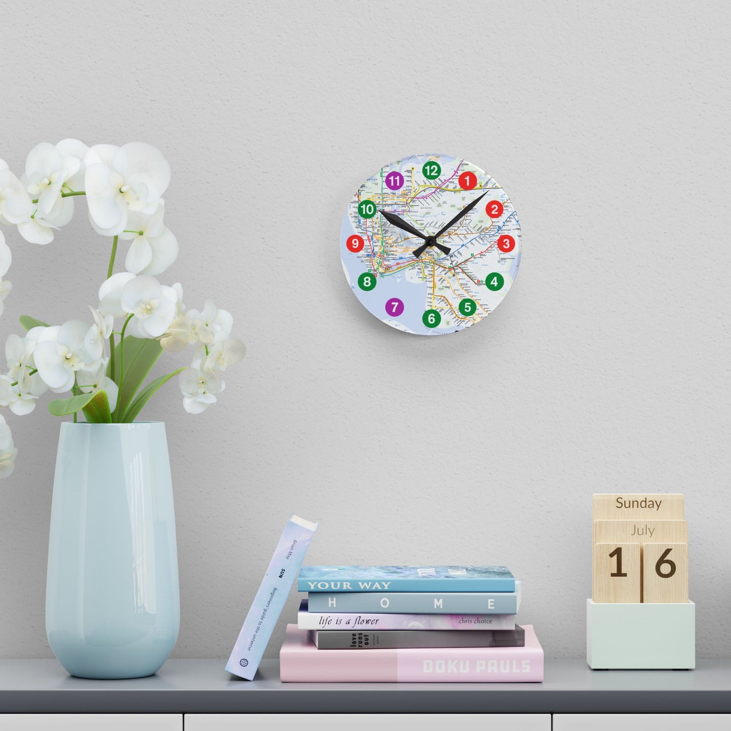Acrylic (IRT Subway/With Map) Wall Clock
