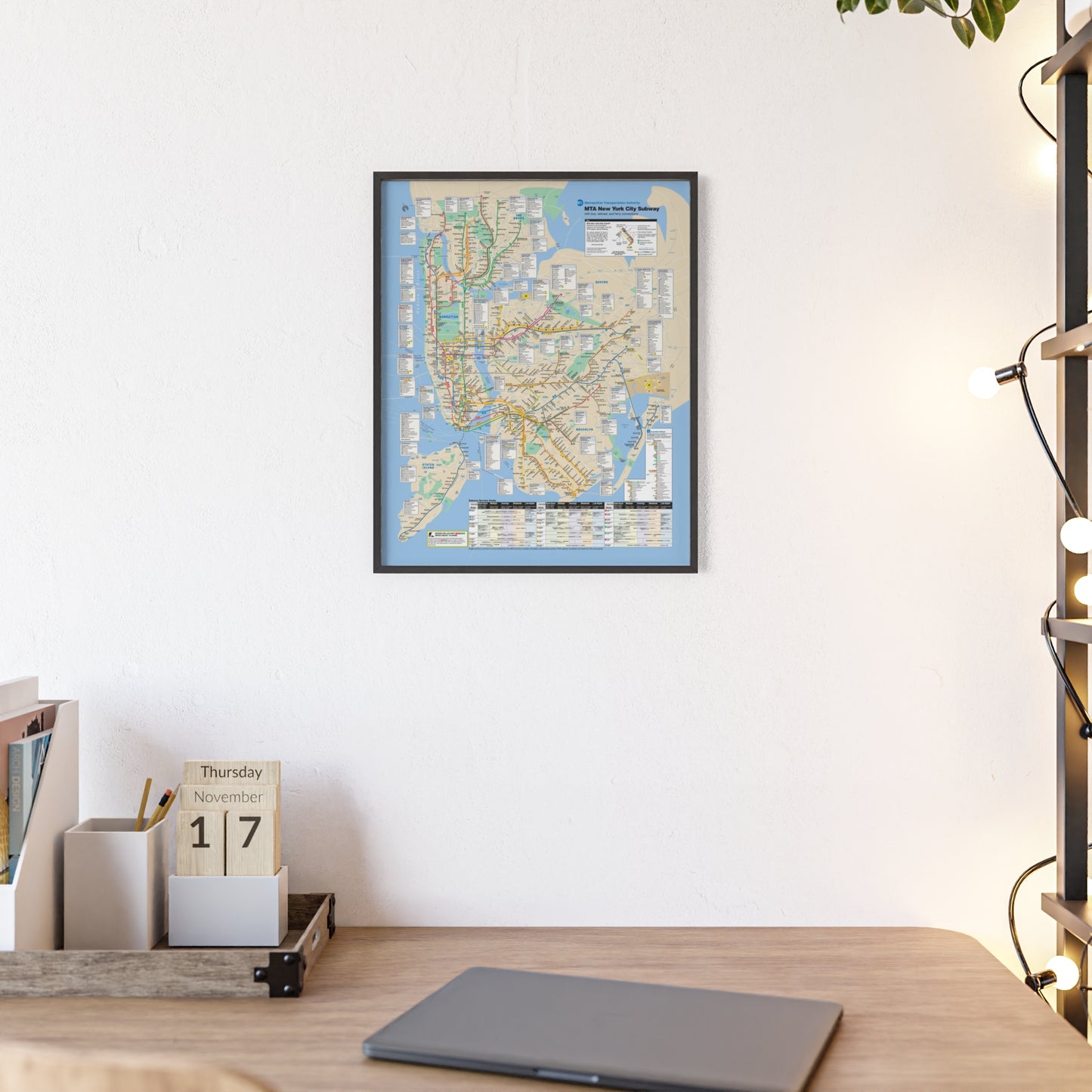MTA NYC Subway Map April 2007 Poster with Wooden Frame - Wall Art, Home Decor