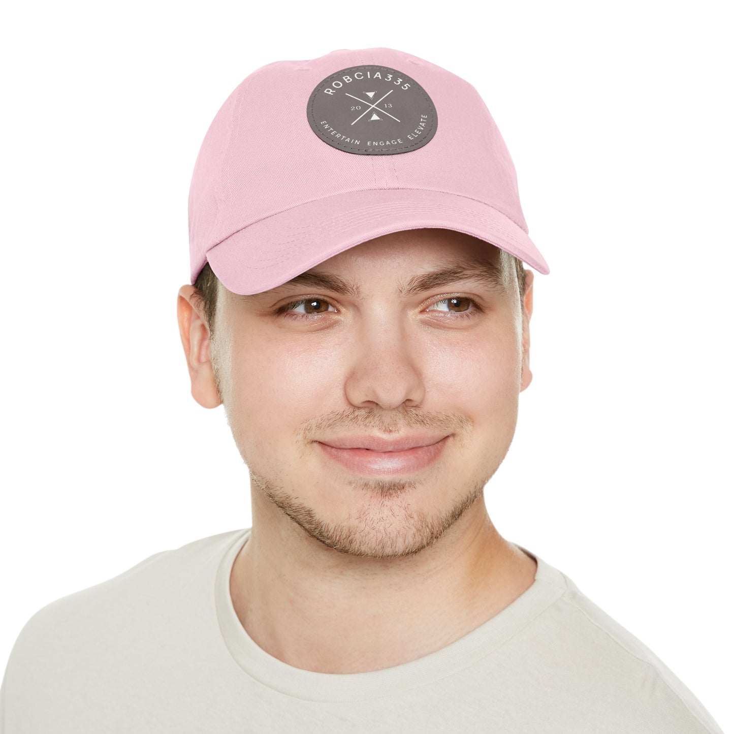 "Robcia335 Est. 2013" Dad Hat with Leather Patch (Round)
