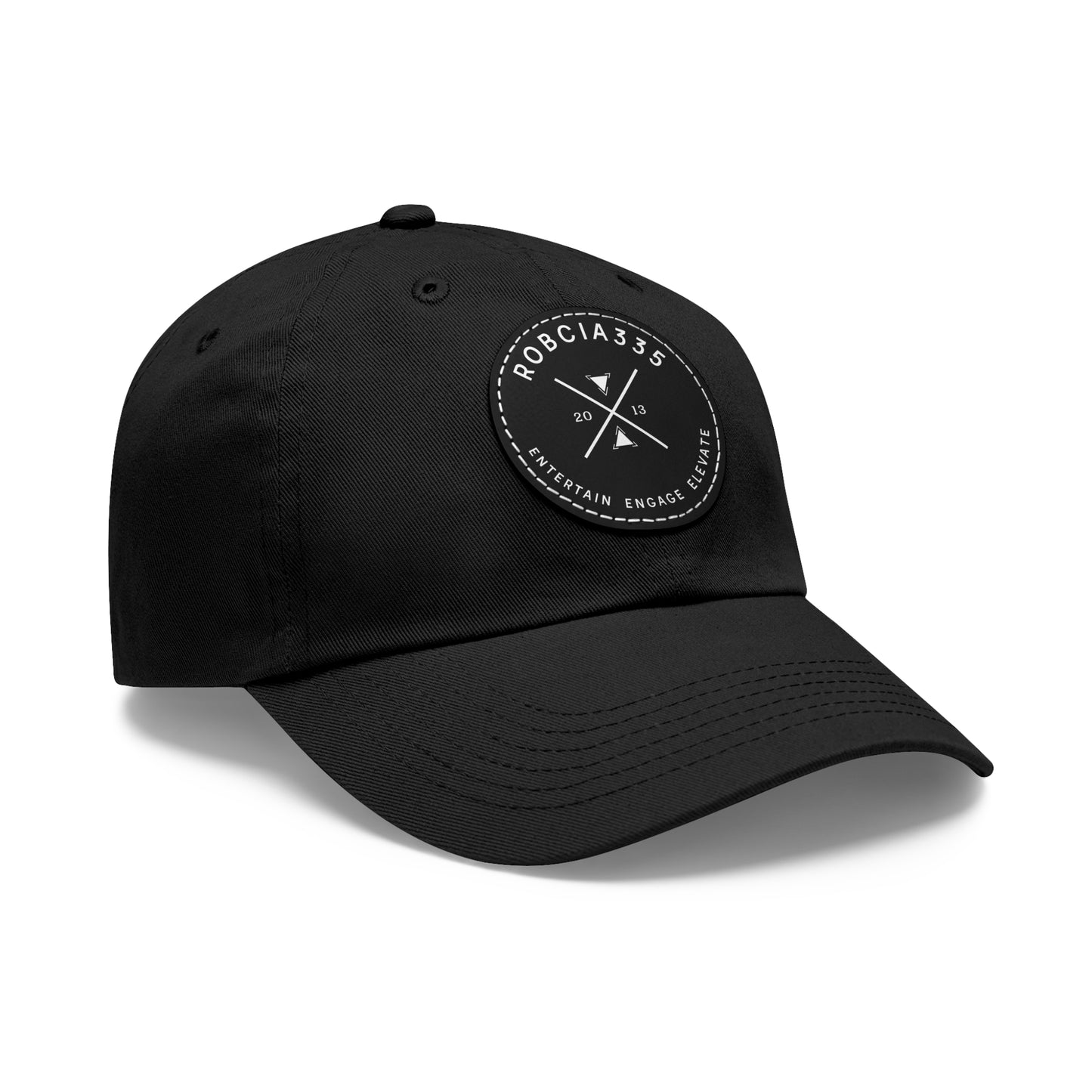 "Robcia335 Est. 2013" Dad Hat with Leather Patch (Round)