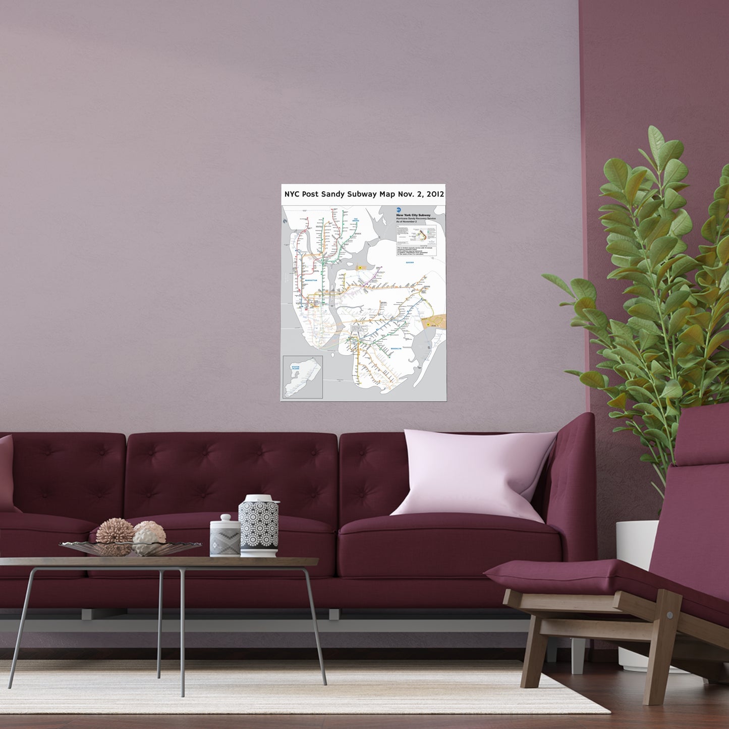 MTA NYC Subway Map (Post Hurricane Sandy) November 2, 2012 (Silk Poster)