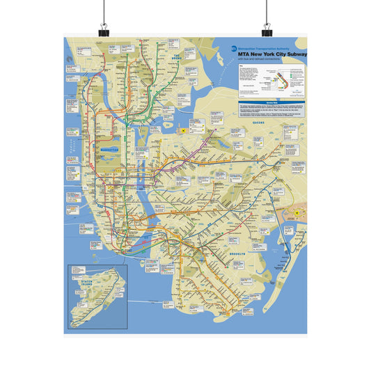 NYC Subway Map June 2010 Wall Art, Matte Vertical Posters, Urban Decor, City Gift