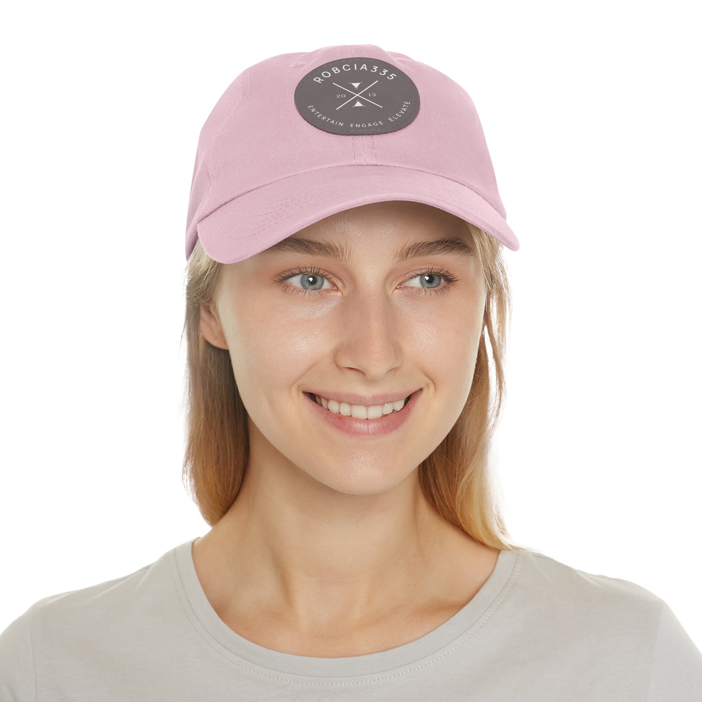 "Robcia335 Est. 2013" Dad Hat with Leather Patch (Round)