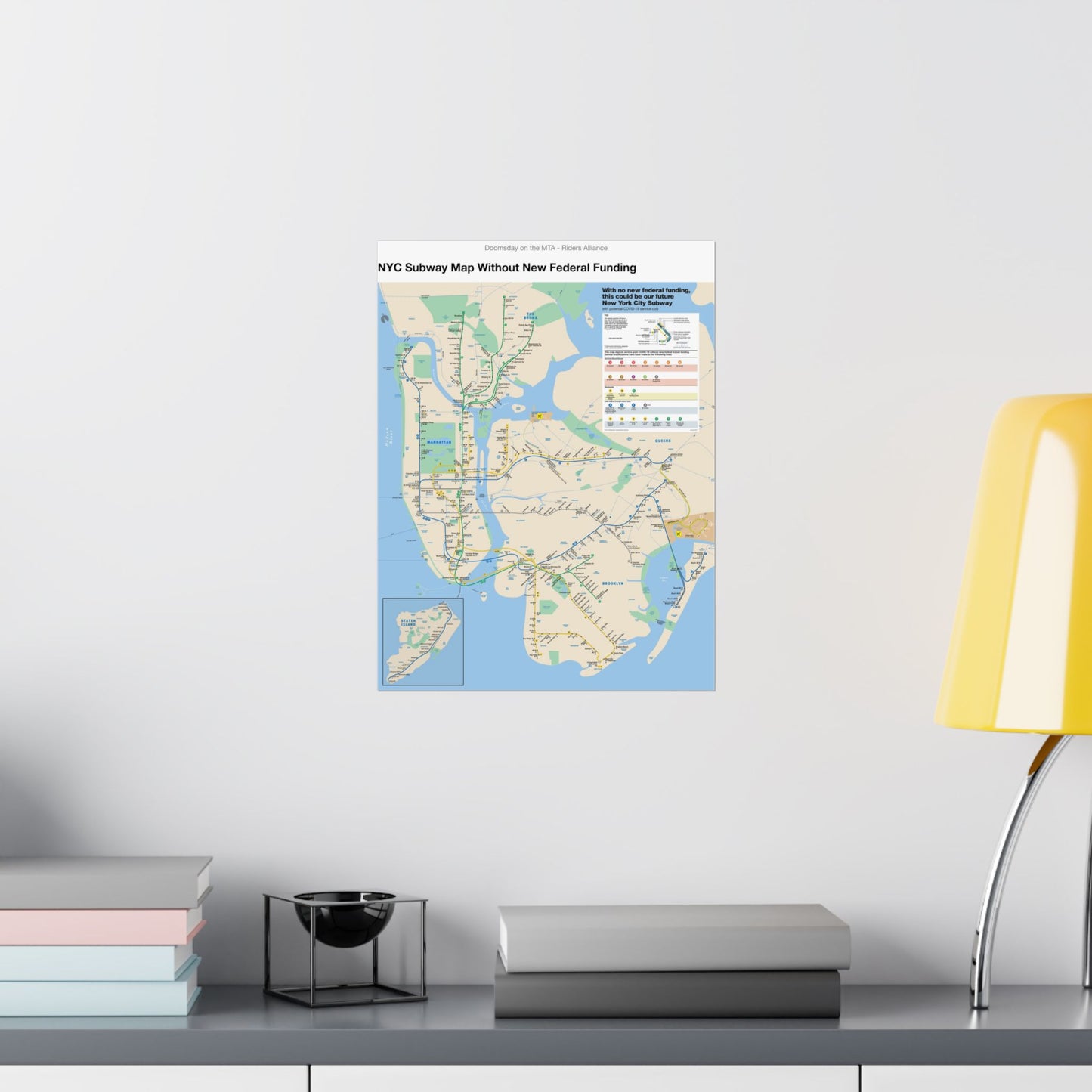 MTA NYC Subway Map 2020 (Without Federal Funding) Poster