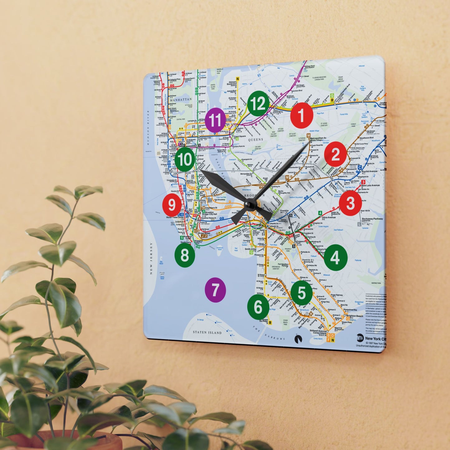 Acrylic (IRT Subway/With Map) Wall Clock