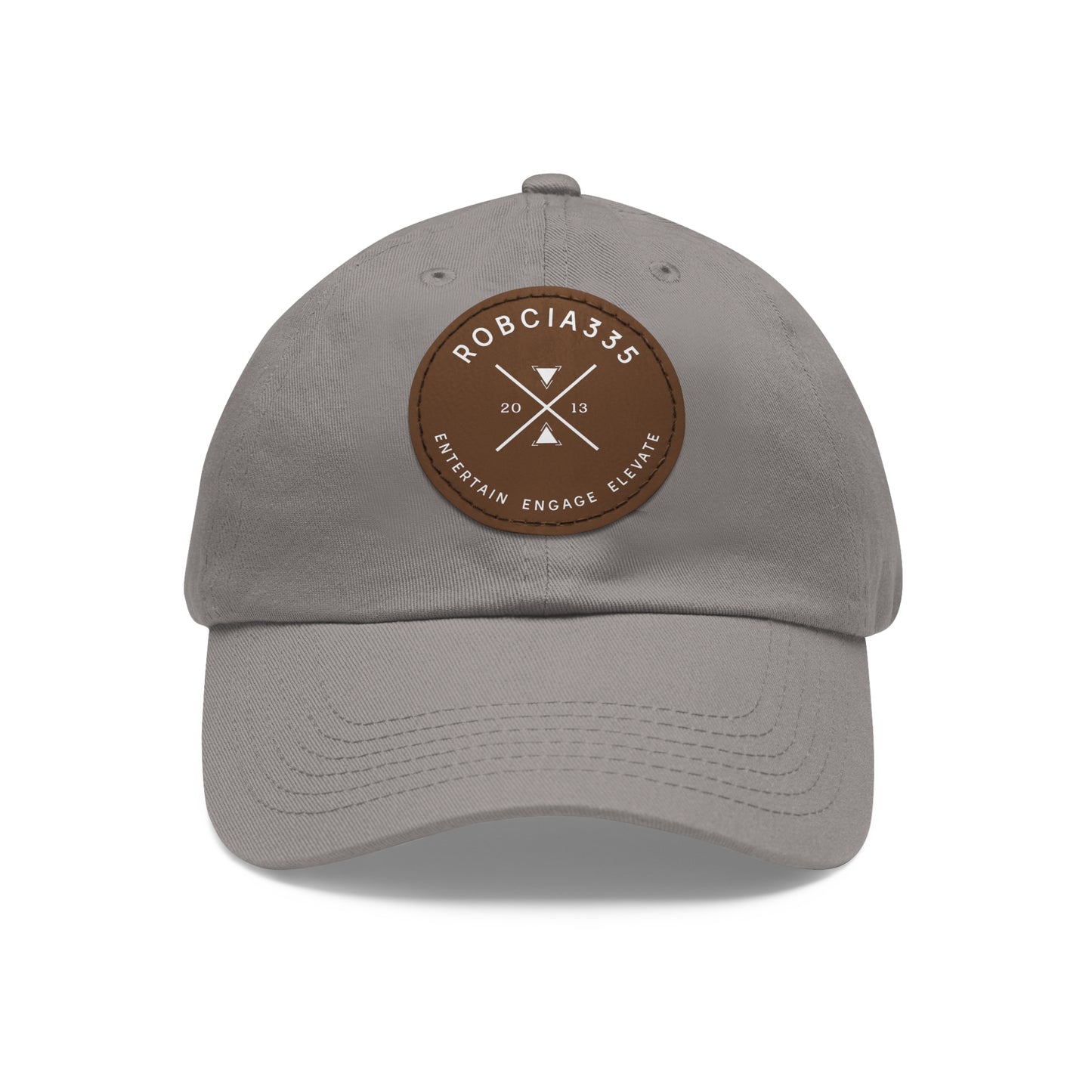"Robcia335 Est. 2013" Dad Hat with Leather Patch (Round)