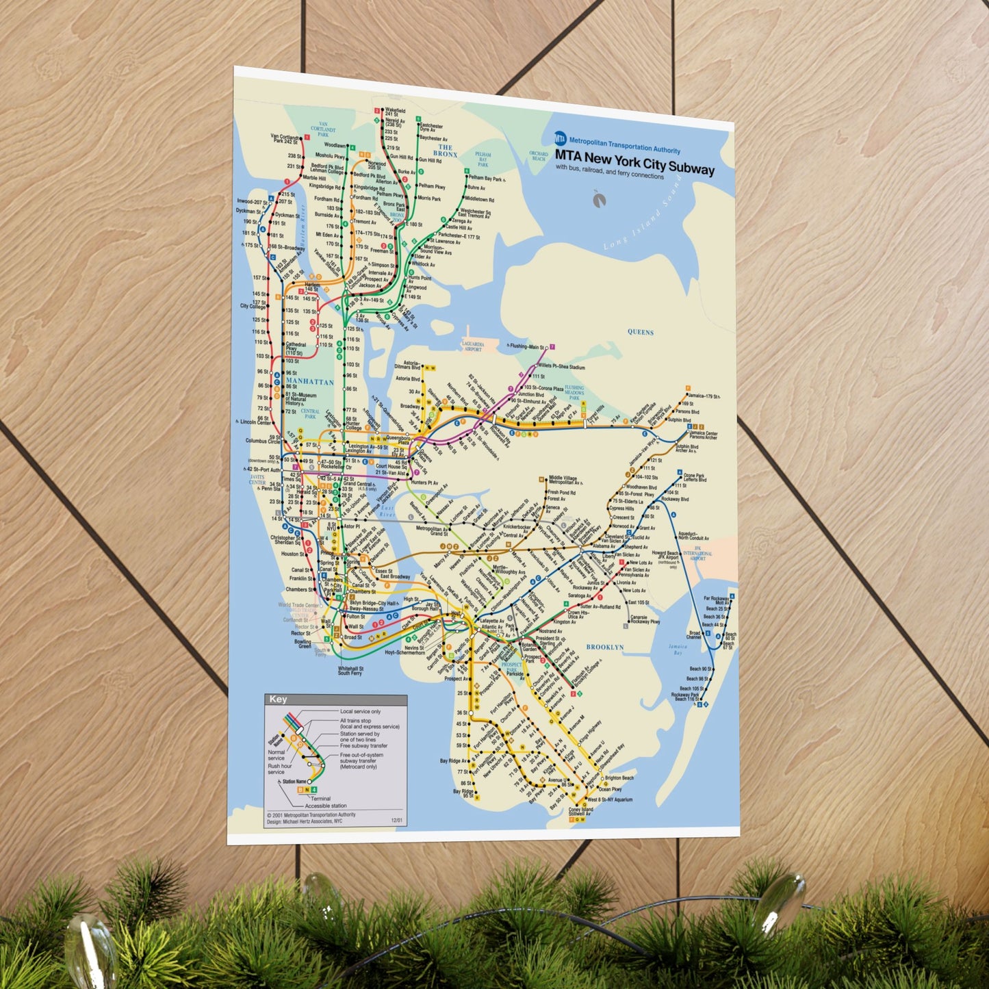MTA NYC Subway Map Poster December 2001 (3 Months After 9/11)
