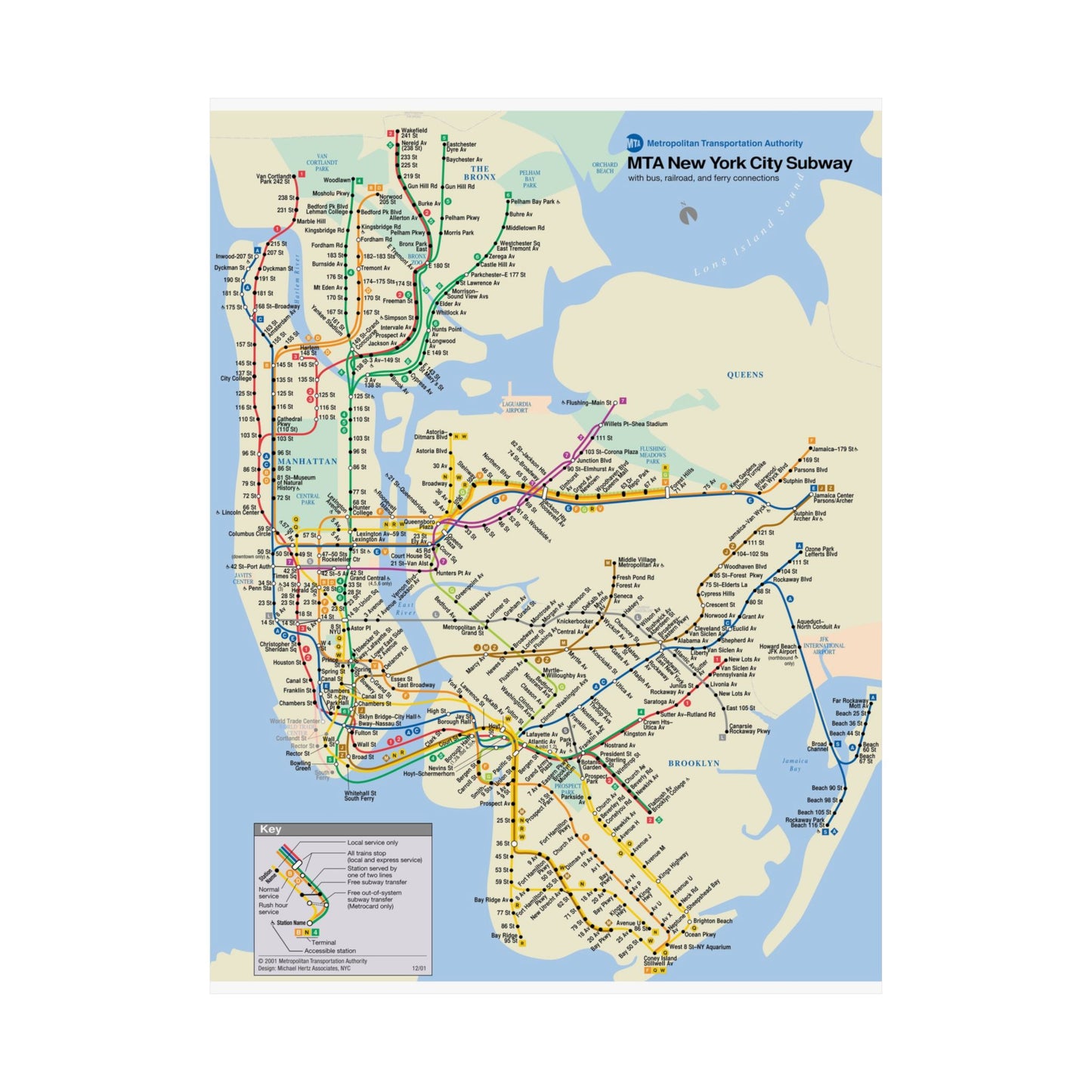 MTA NYC Subway Map Poster December 2001 (3 Months After 9/11)