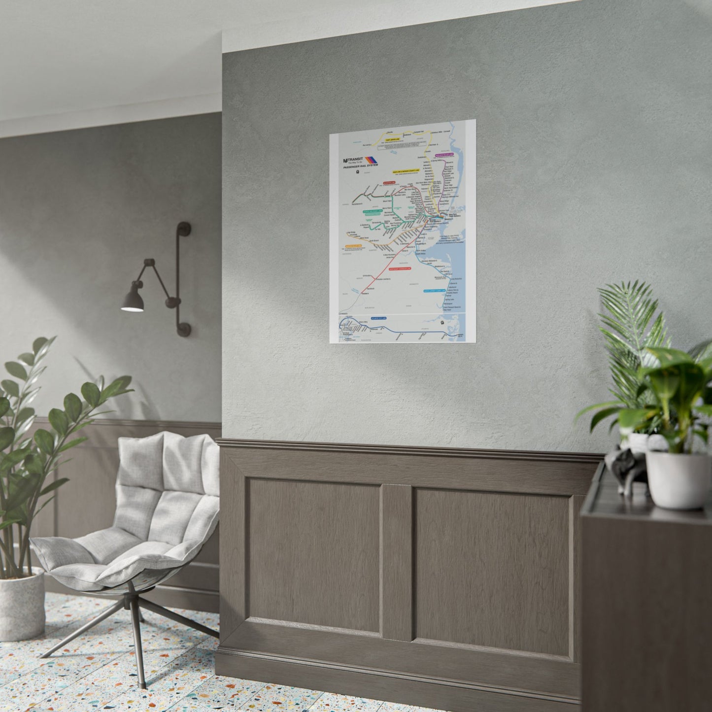NJ Transit Map October 2001 Art Print, Wall Decor, Public Transport Poster
