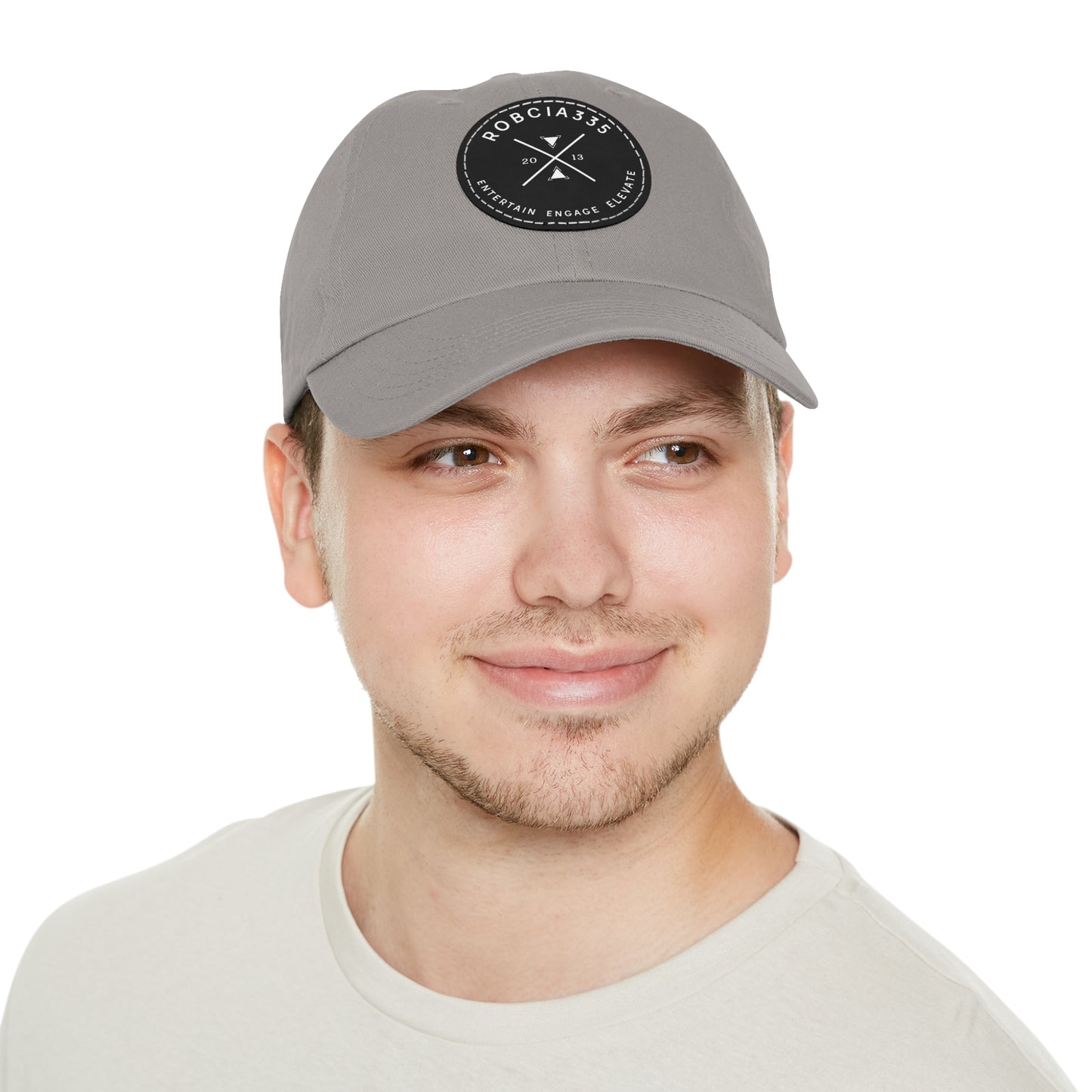 "Robcia335 Est. 2013" Dad Hat with Leather Patch (Round)