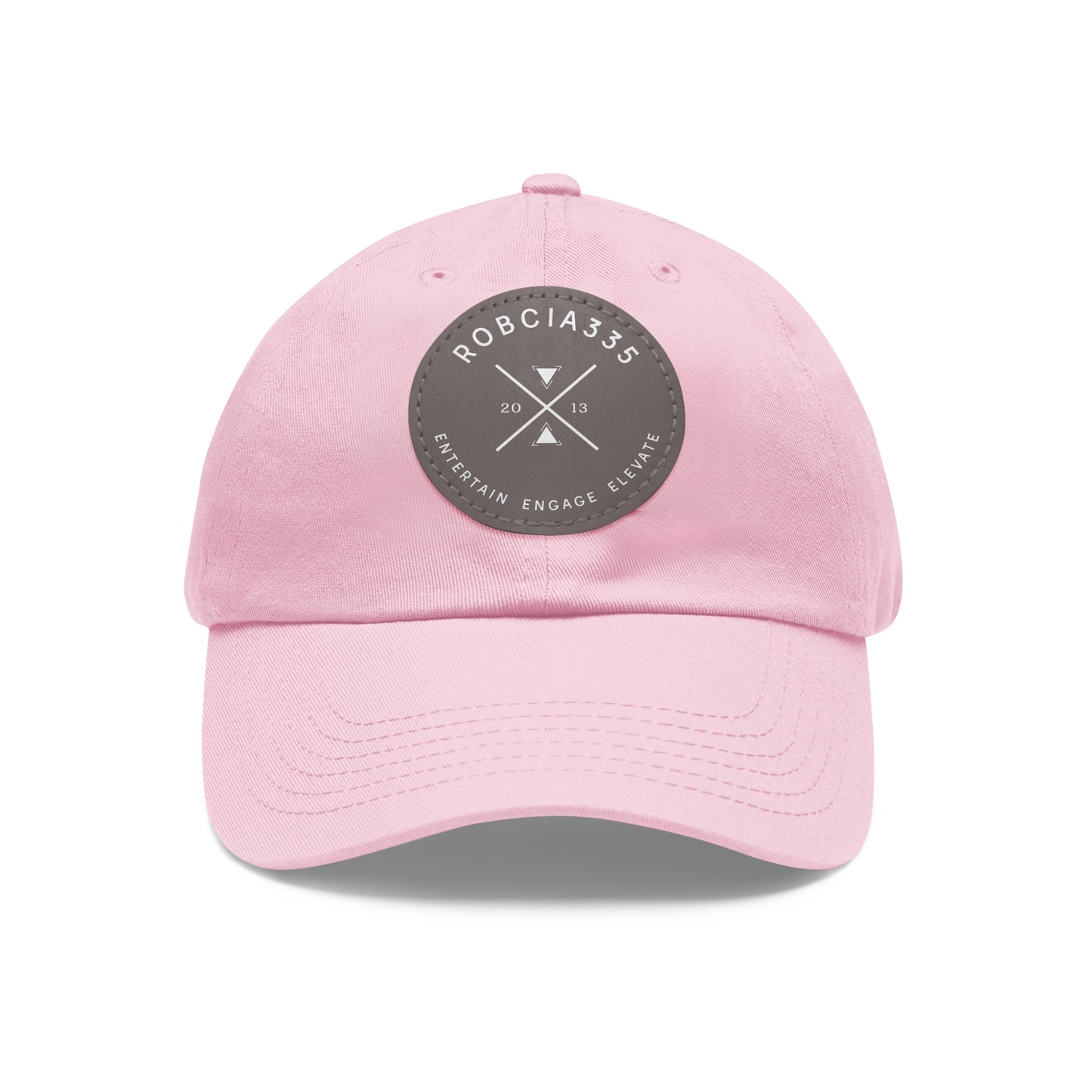 "Robcia335 Est. 2013" Dad Hat with Leather Patch (Round)