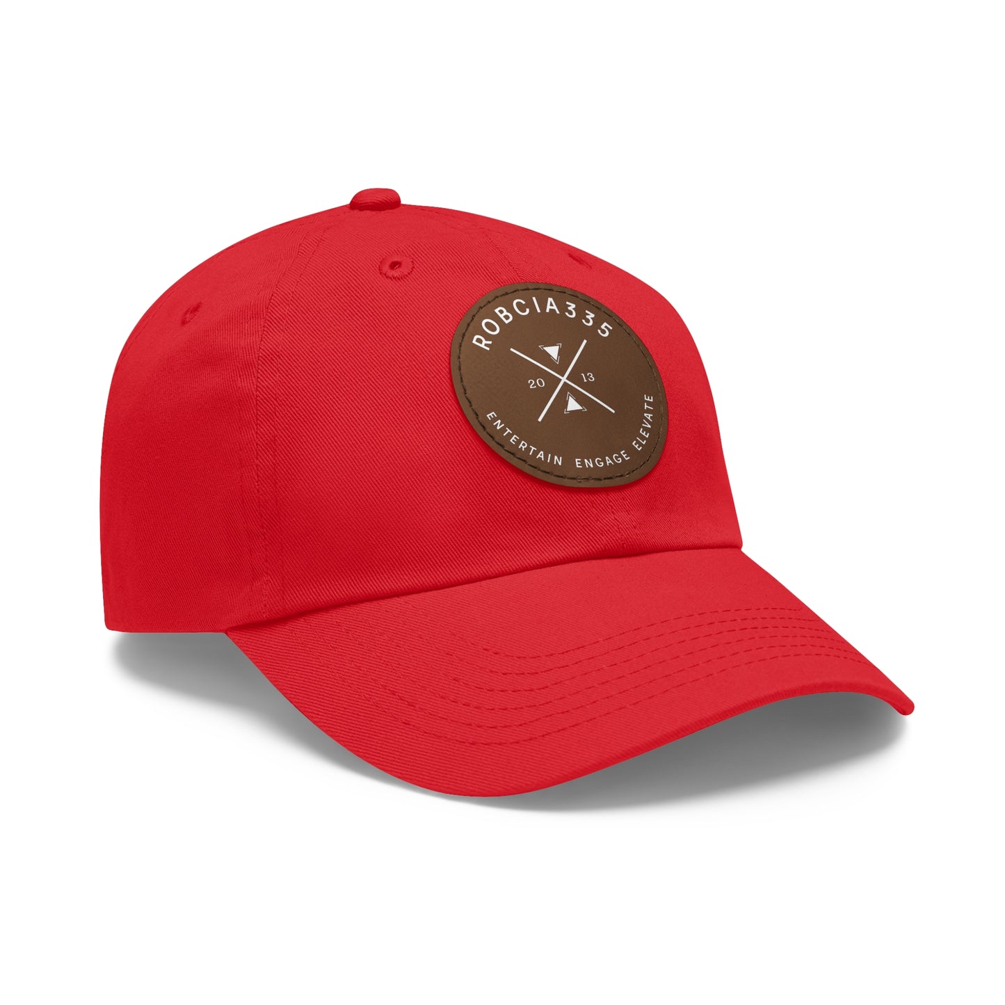 "Robcia335 Est. 2013" Dad Hat with Leather Patch (Round)