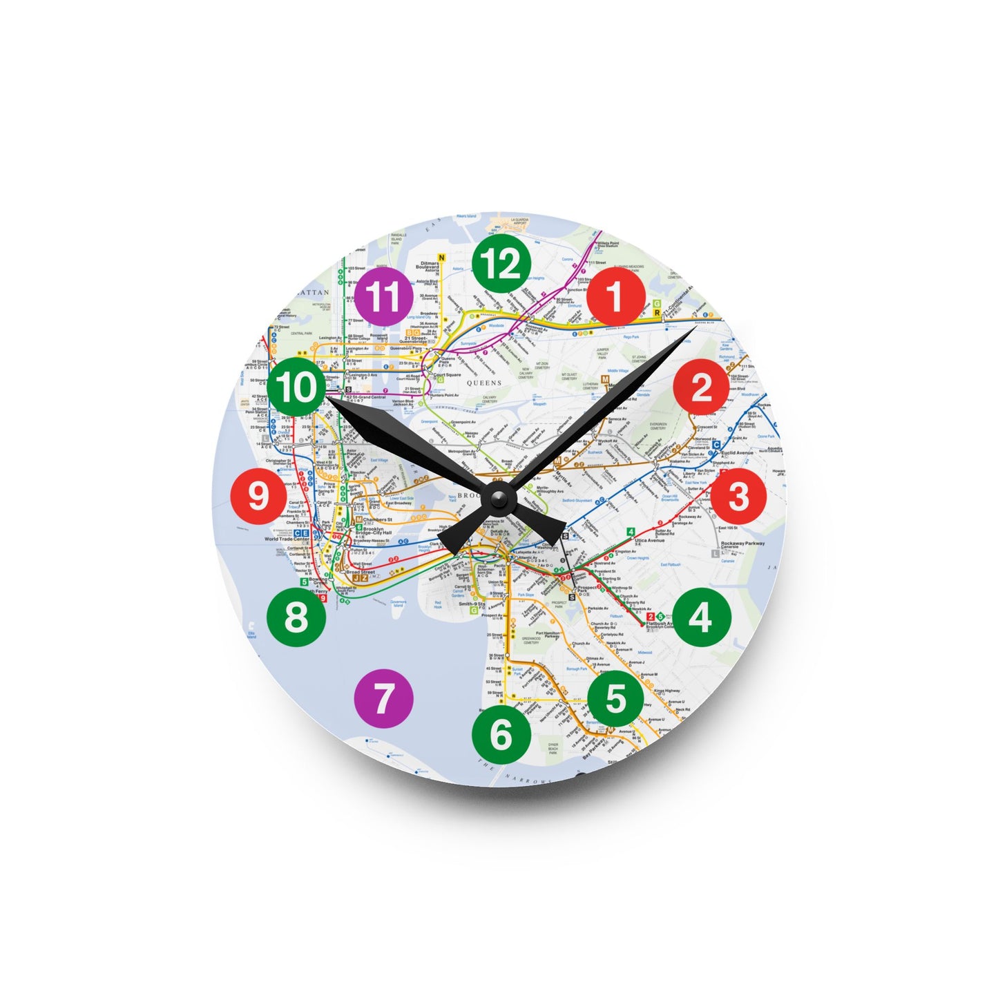 Acrylic (IRT Subway/With Map) Wall Clock