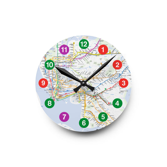 Acrylic (IRT Subway/With Map) Wall Clock