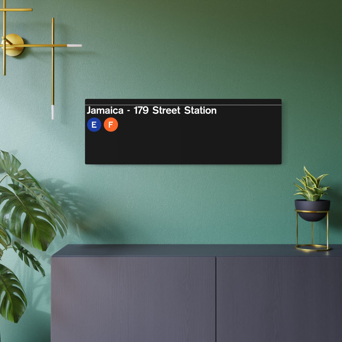 NYC Subway (1990s Jamaica-179 Street Station) Metal Art Replica Sign