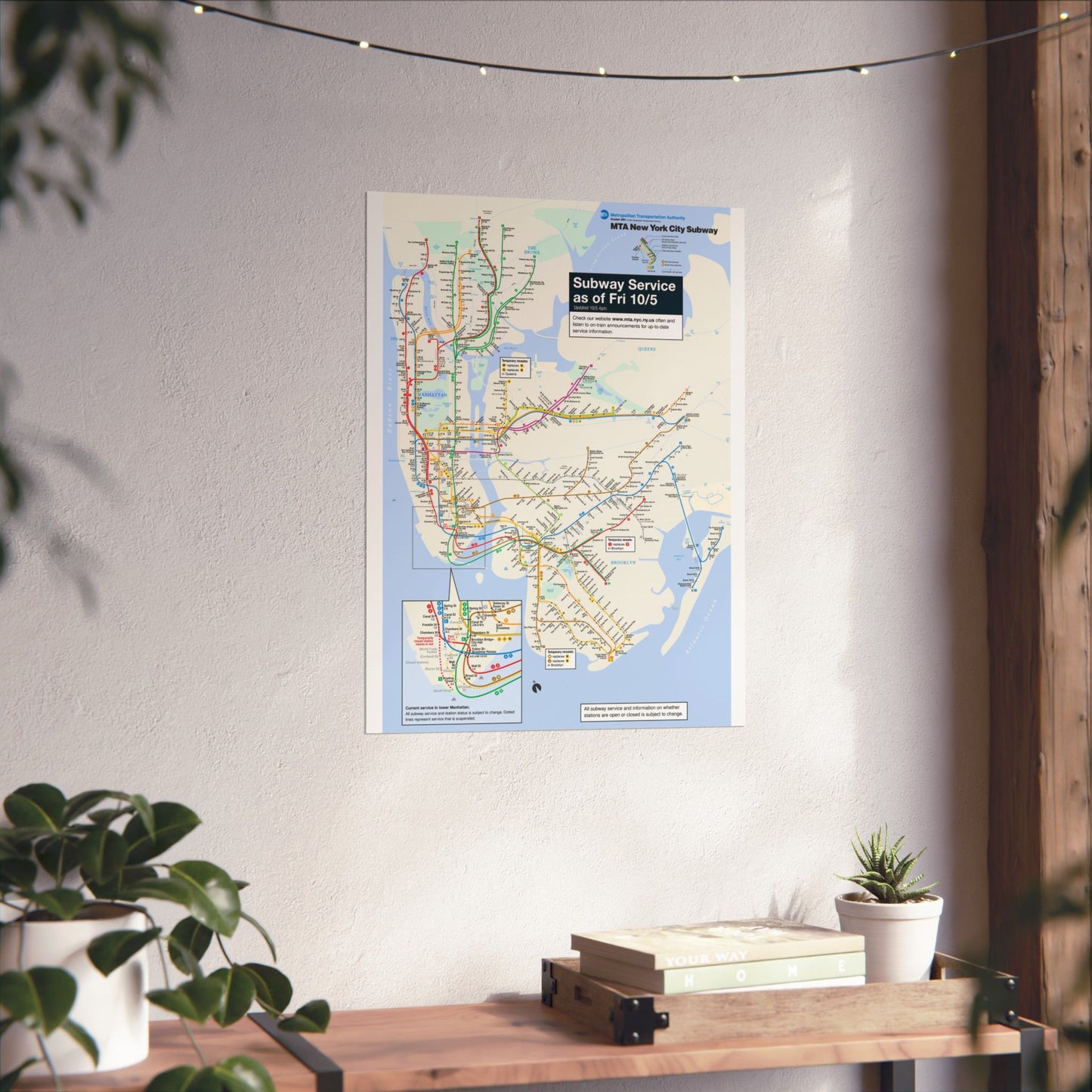 MTA NYC Subway Map Poster October 5, 2001 (1 Month After 9/11)